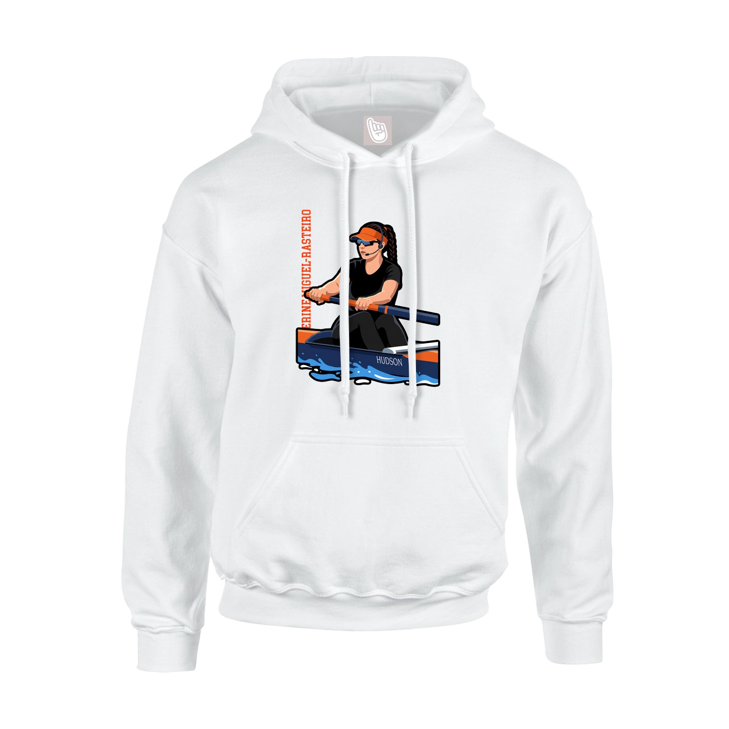 Youth Hoodie — Name Vertical in White