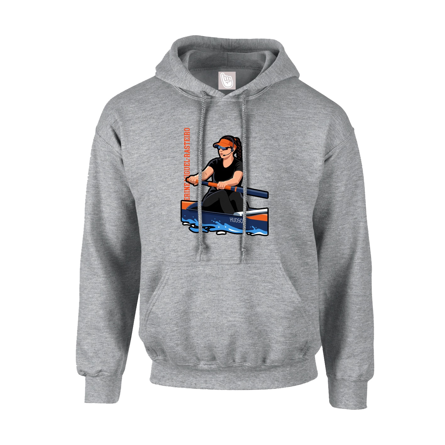 Youth Hoodie — Name Vertical in Grey