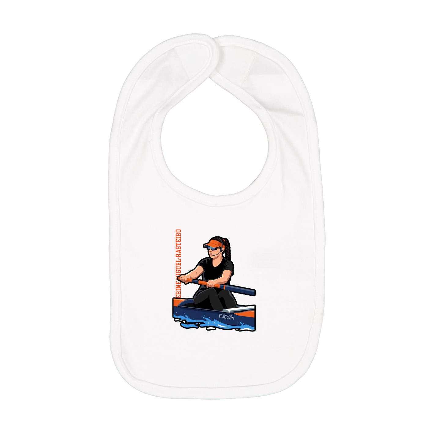 Infant Bib — Name Vertical in White