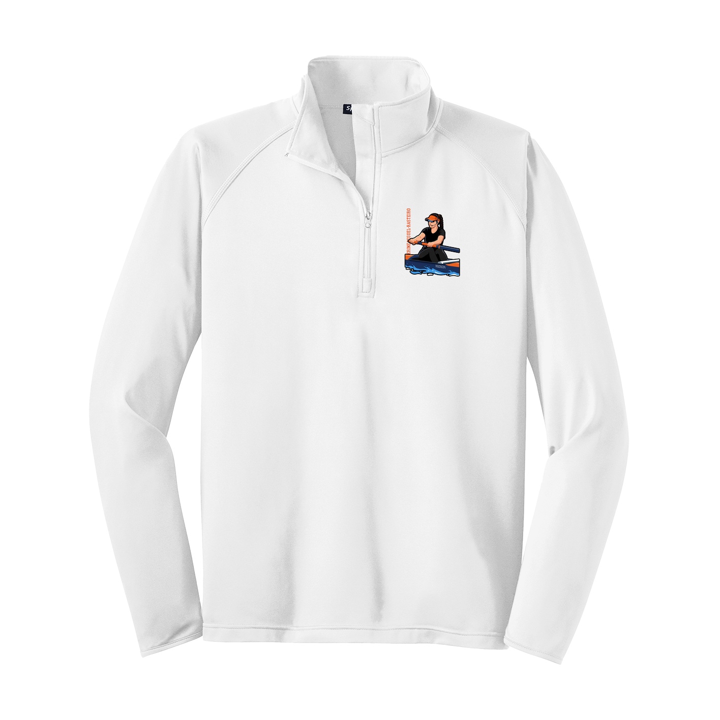 Q-Zip Pullover — Name Vertical in White