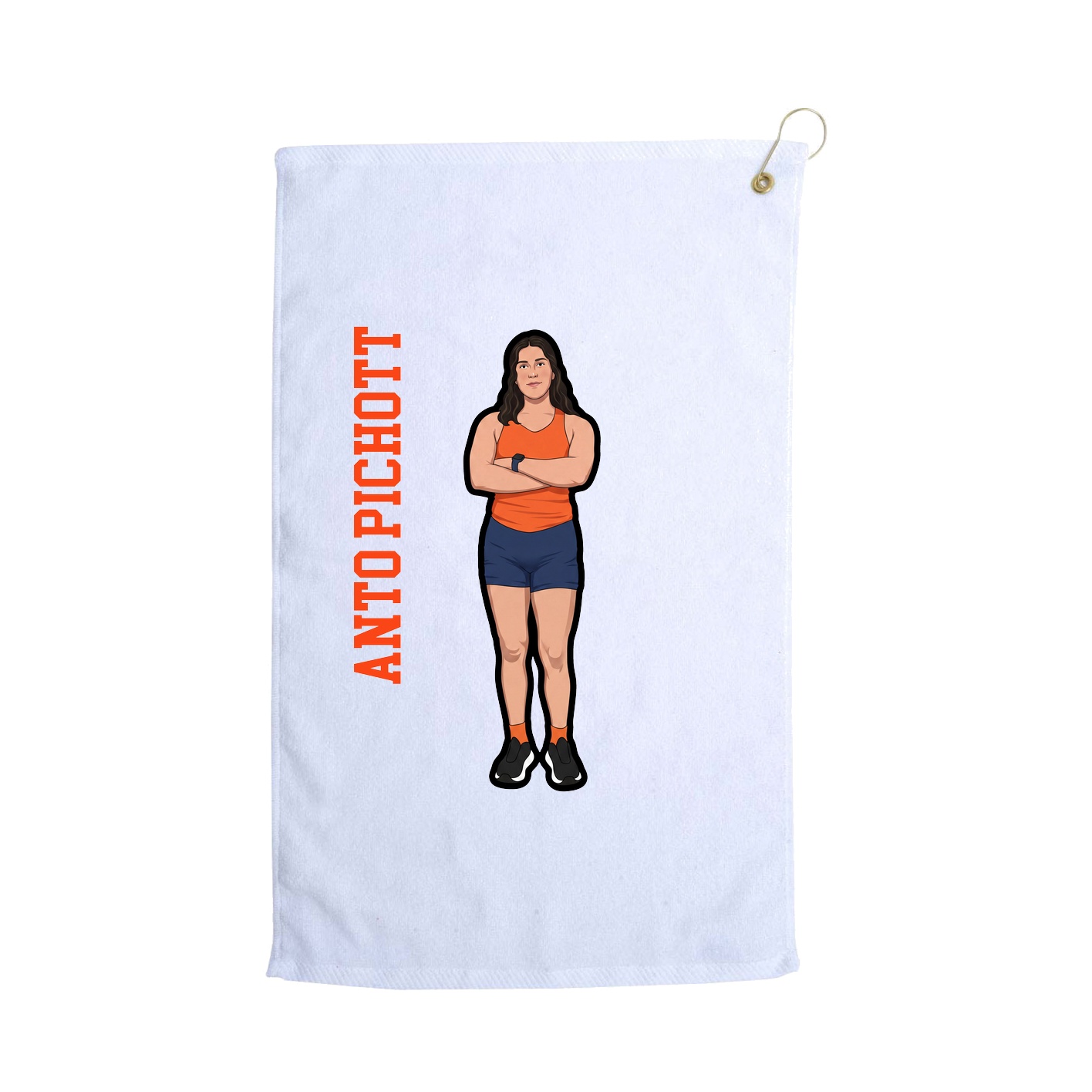Golf Towel — Name Vertical in White