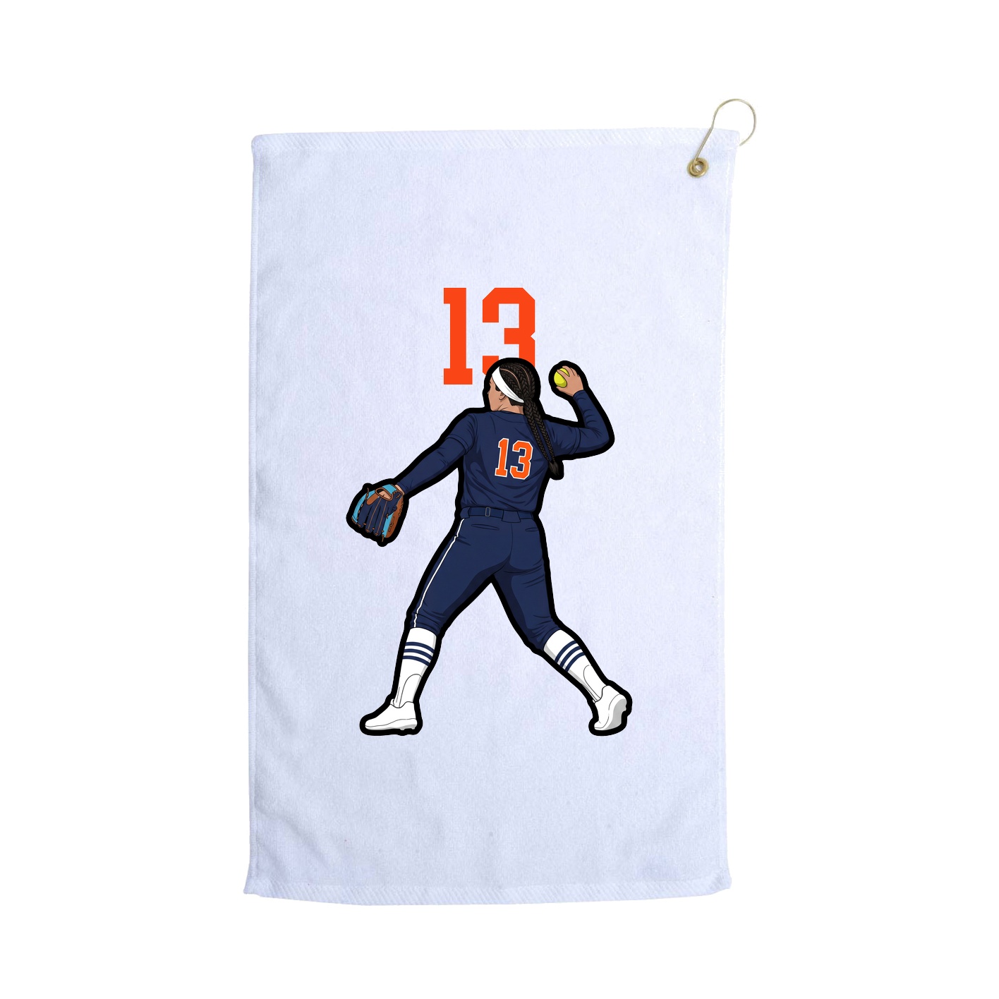 Golf Towel — Number Top in White
