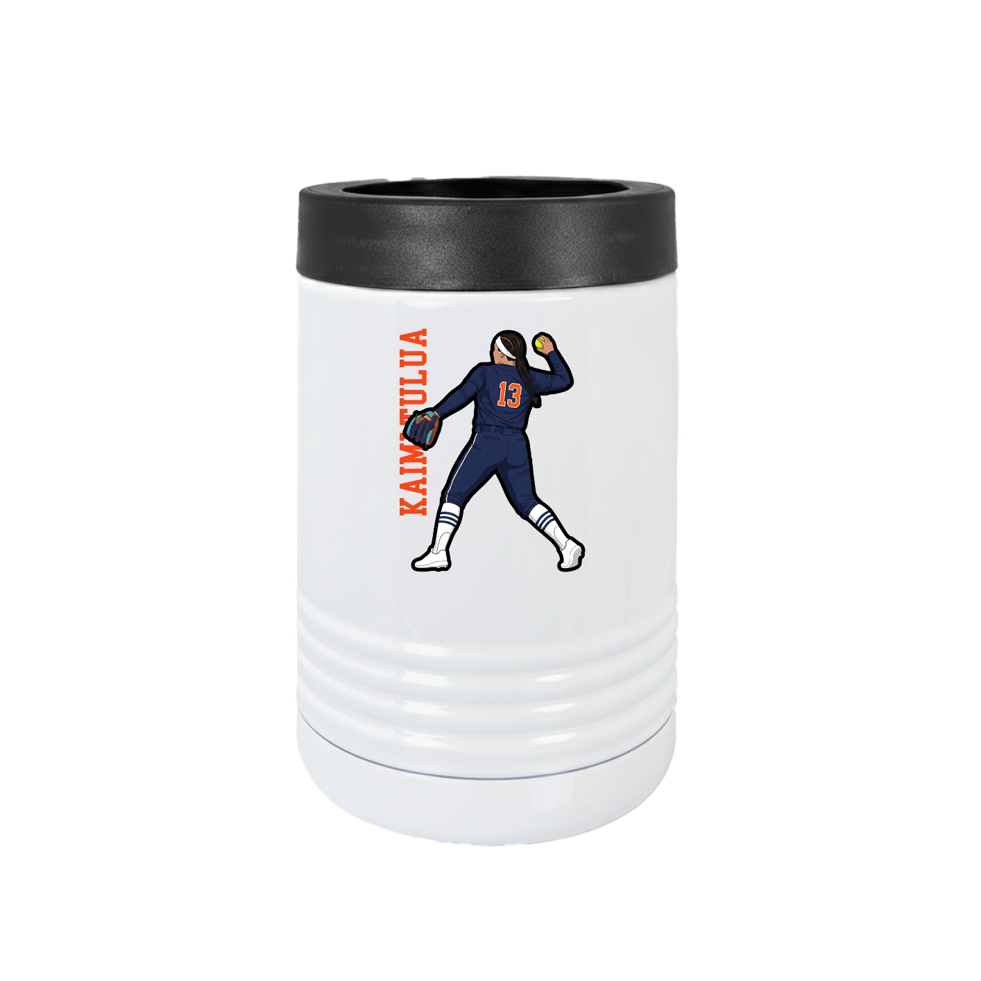 Beverage Holder — Name Vertical in White