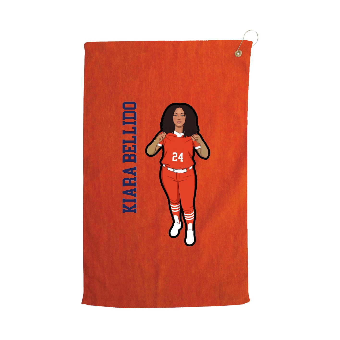 Golf Towel — Name Vertical in Orange