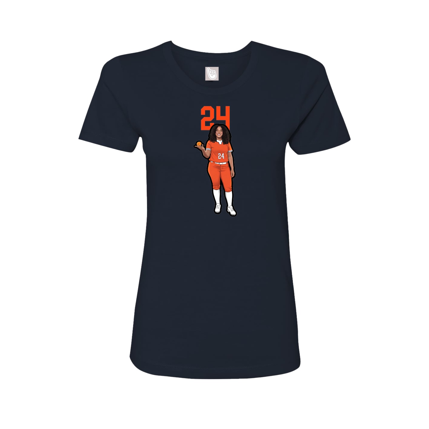 Fitted Women's Tee — Number Top in Navy