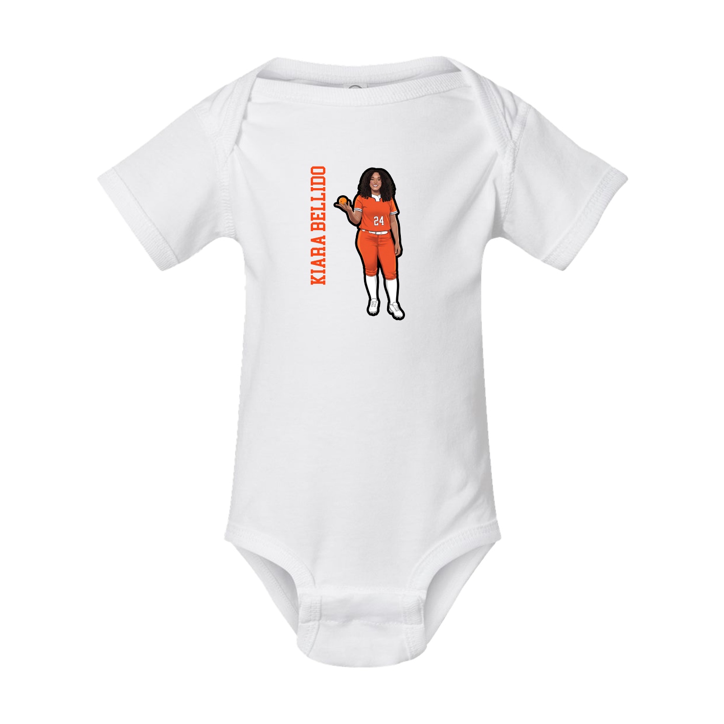Baby Onesie — Name Vertical in White