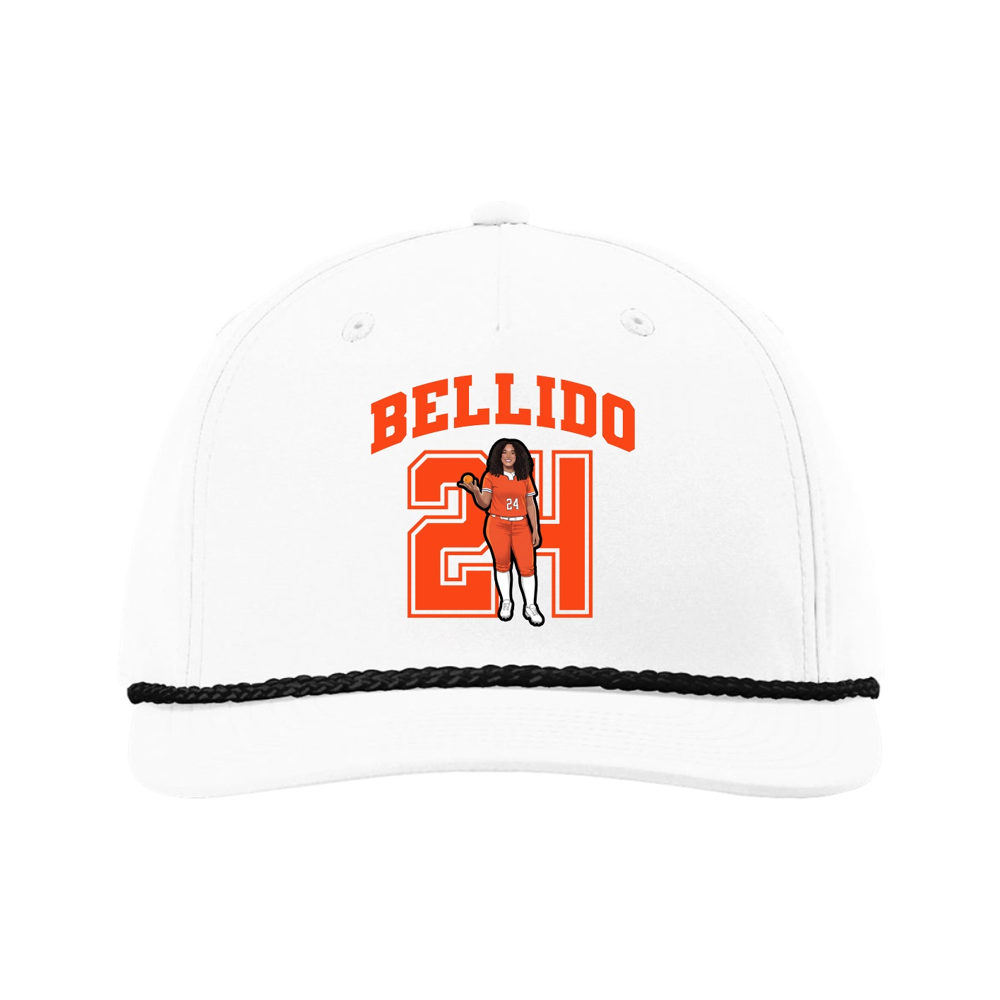 Five-Panel Classic Rope Cap — Number in White