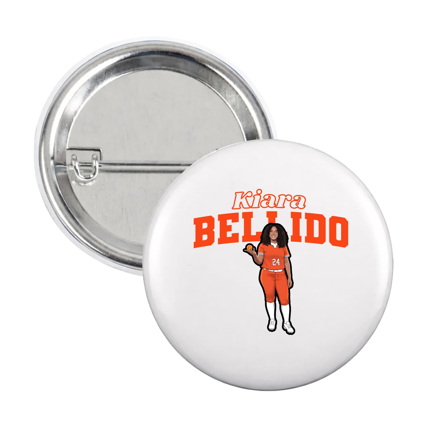 Game Day Button — Name Arch in White