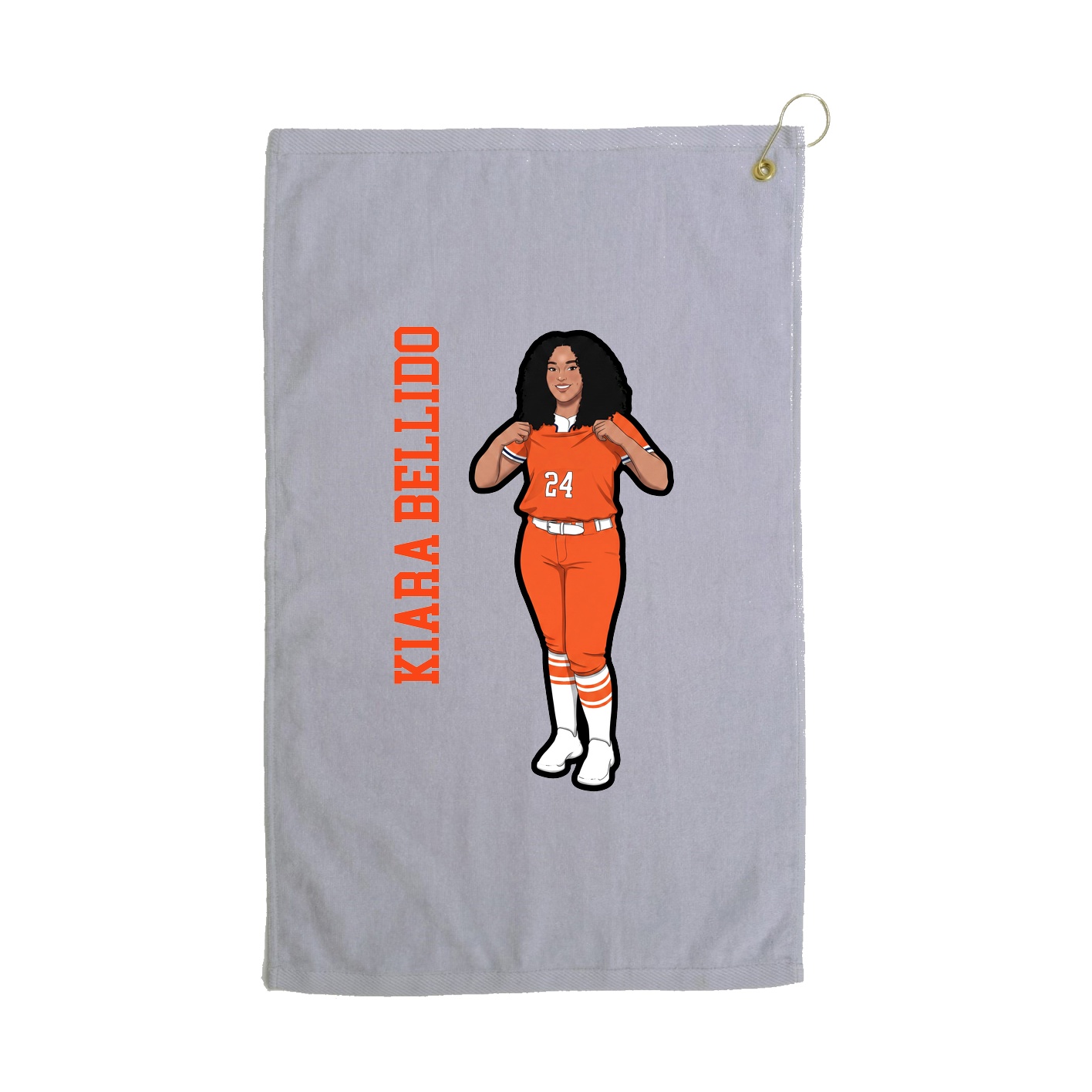 Golf Towel — Name Vertical in Grey
