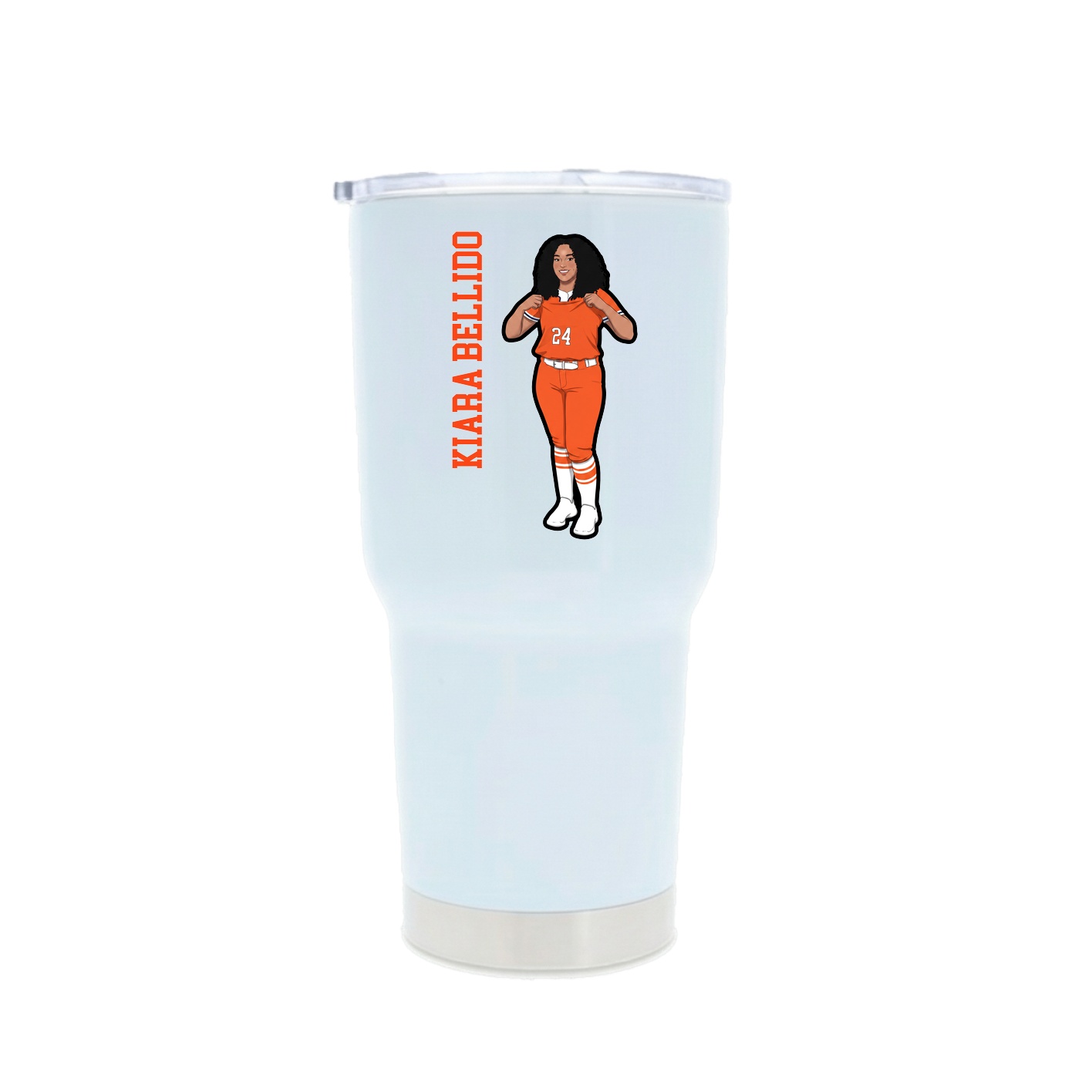 30oz Stainless Steel Tumbler — Name Vertical in White