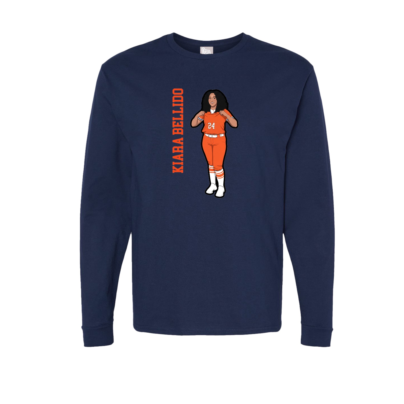 Long Sleeve Tee — Name Vertical in Navy