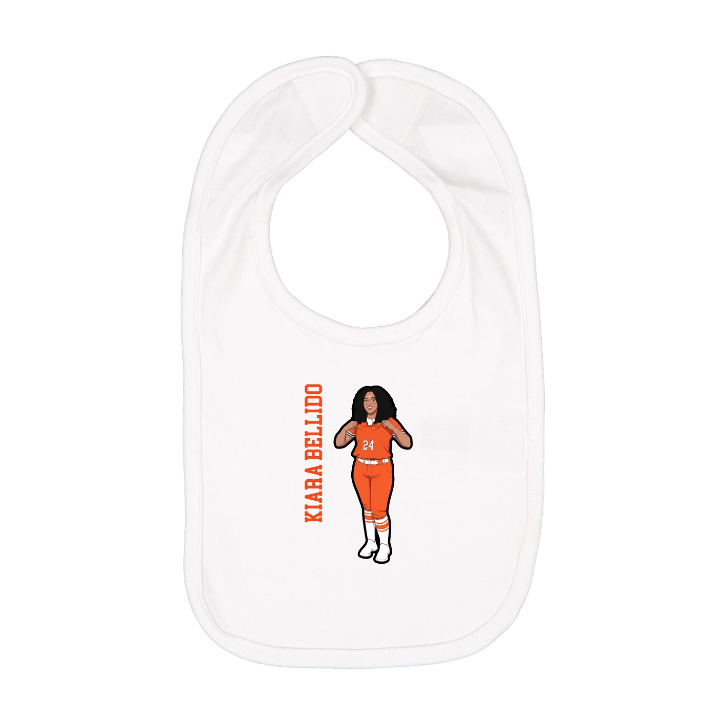 Infant Bib — Name Vertical in White