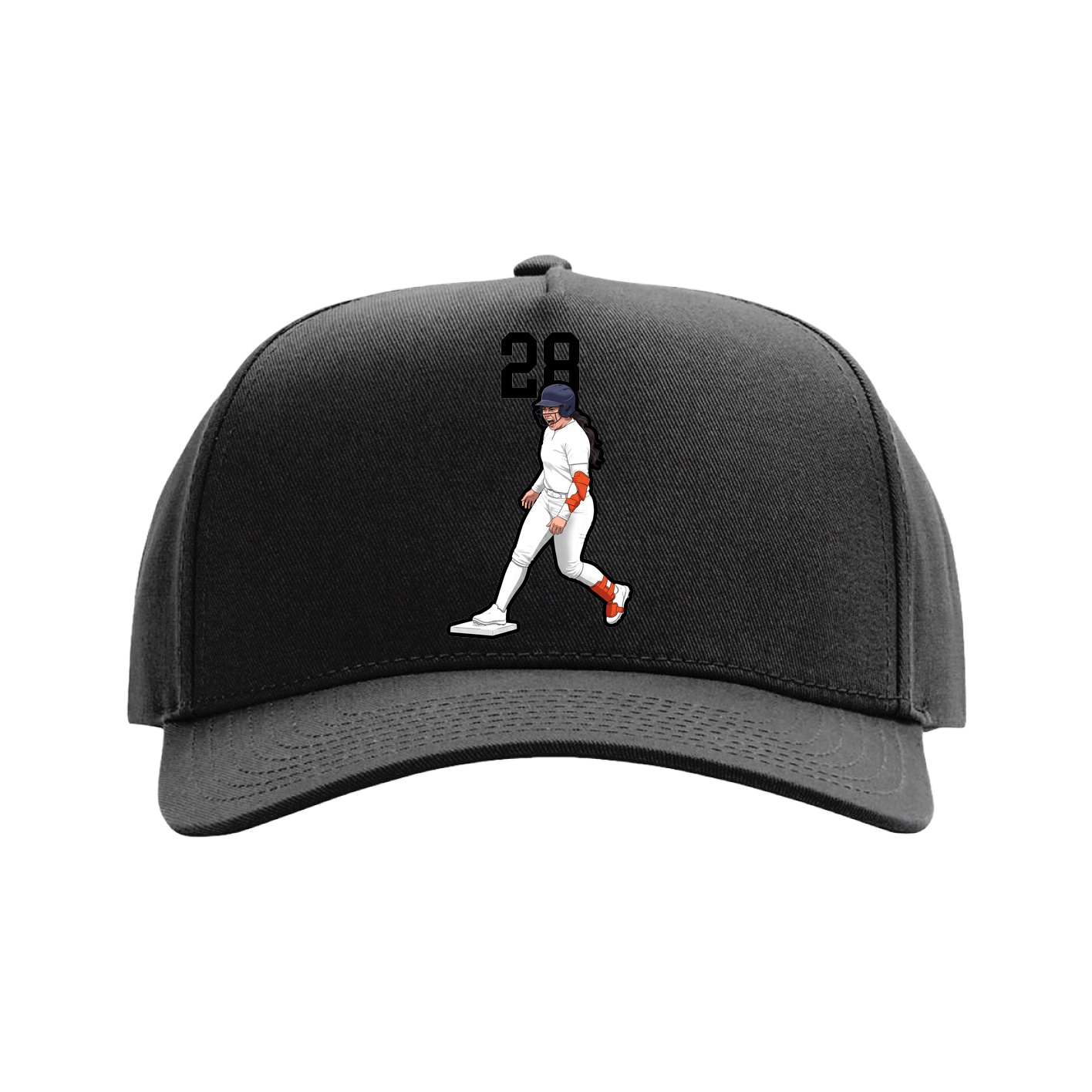 Full Fabric Five-Panel Champ Cap — Number Top in Black