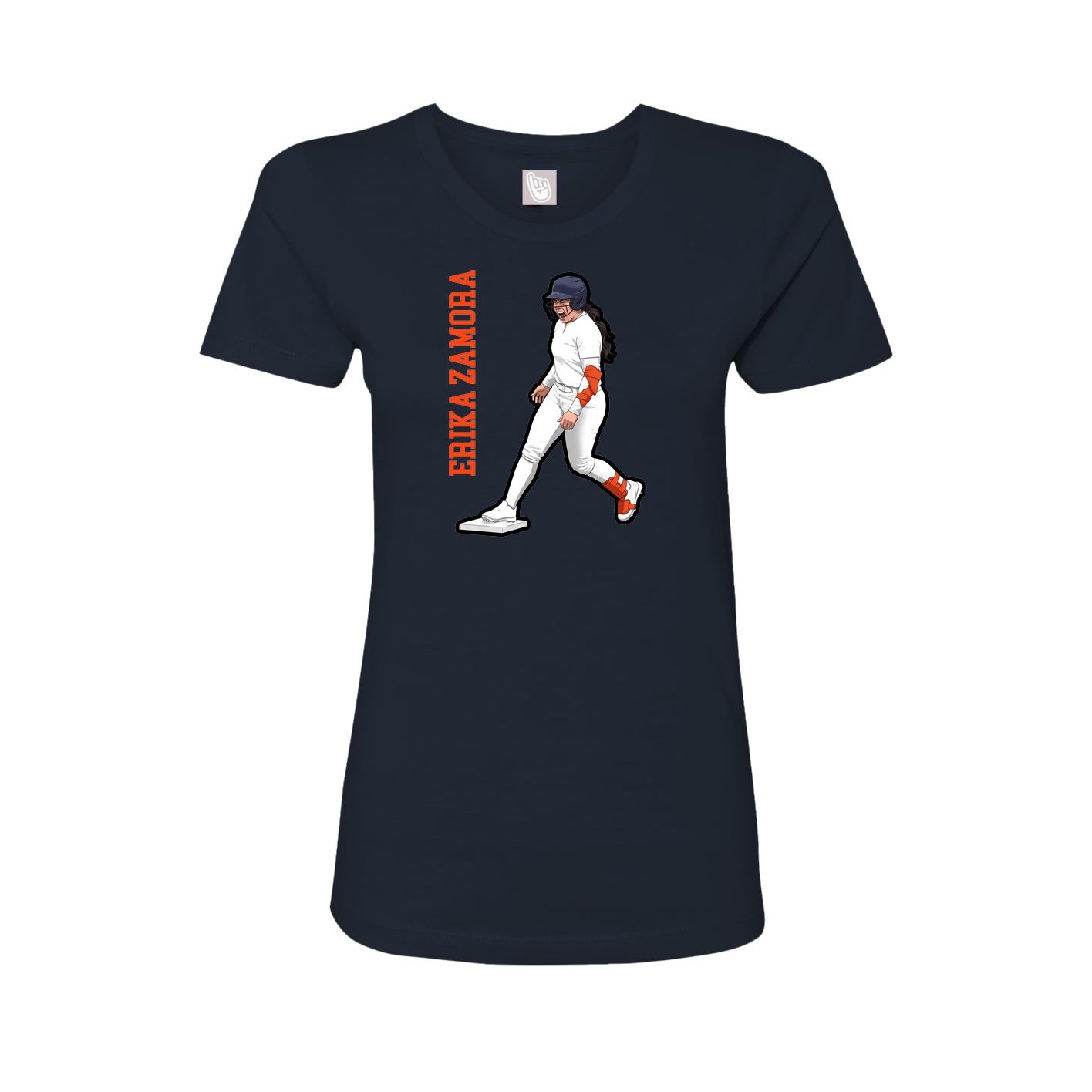Fitted Women's Tee — Name Vertical in Navy