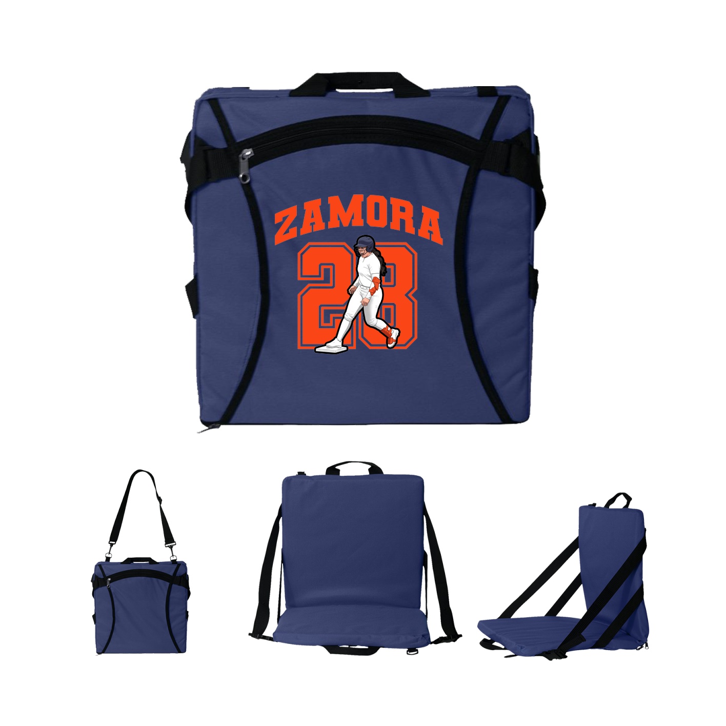 Folding Stadium Seat — Number in Navy