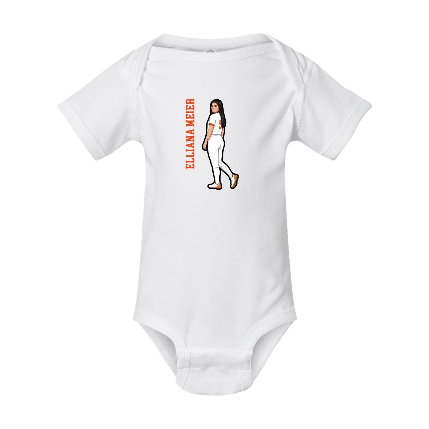 Baby Onesie — Name Vertical in White