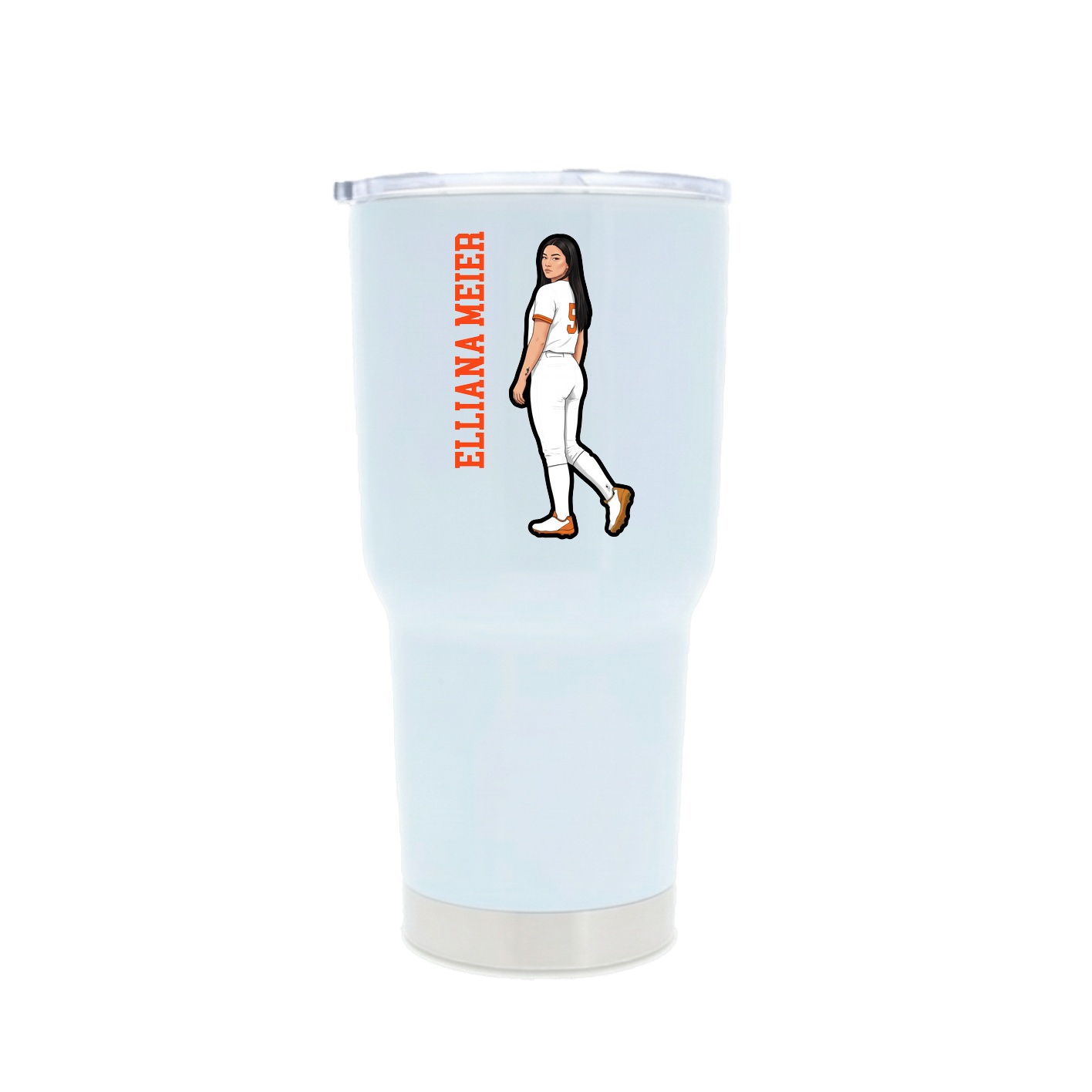 30oz Stainless Steel Tumbler — Name Vertical in White