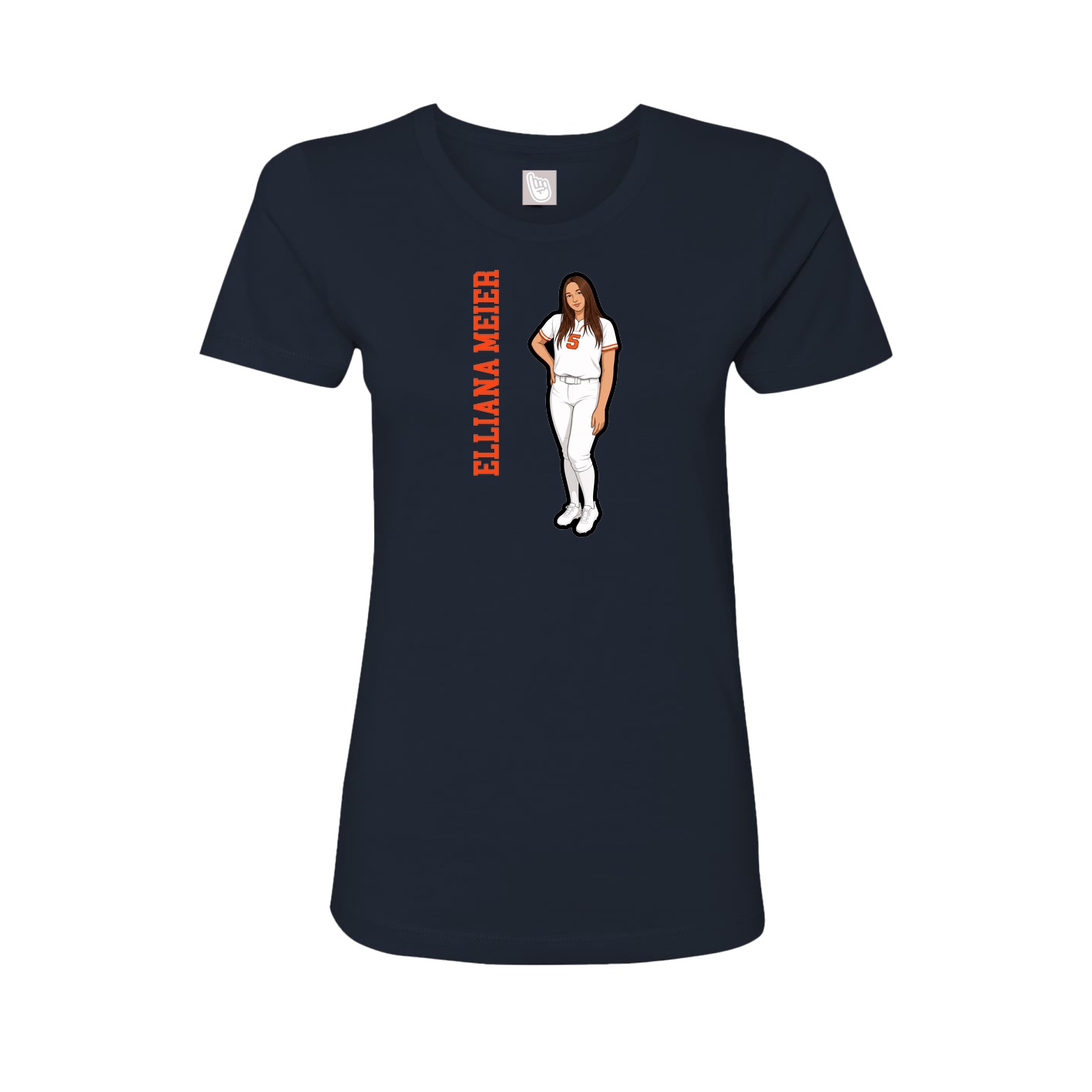 Fitted Women's Tee — Name Vertical in Navy