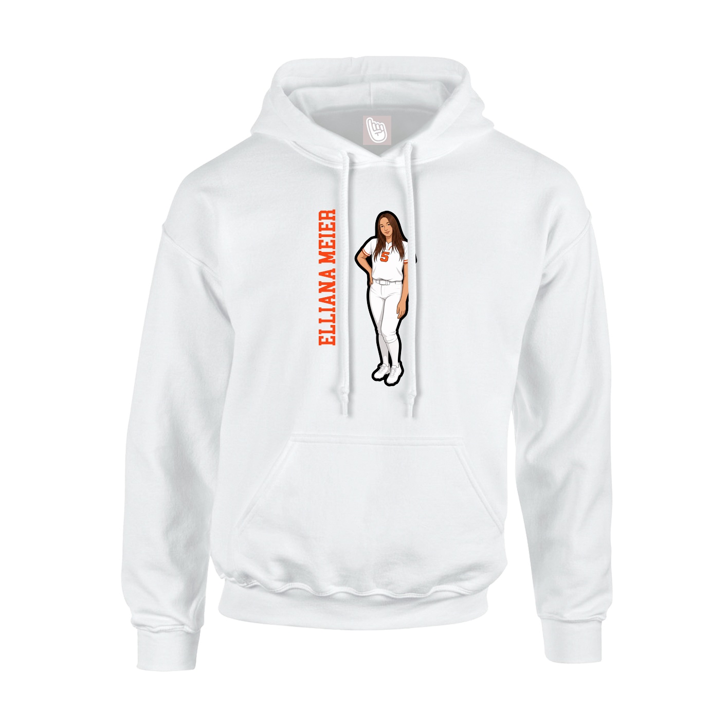 Youth Hoodie — Name Vertical in White