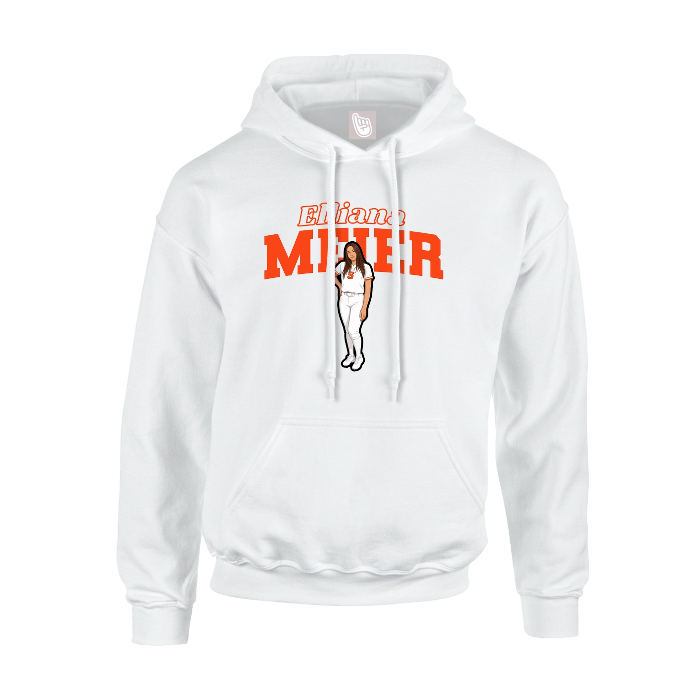 Youth Hoodie — Name Arch in White