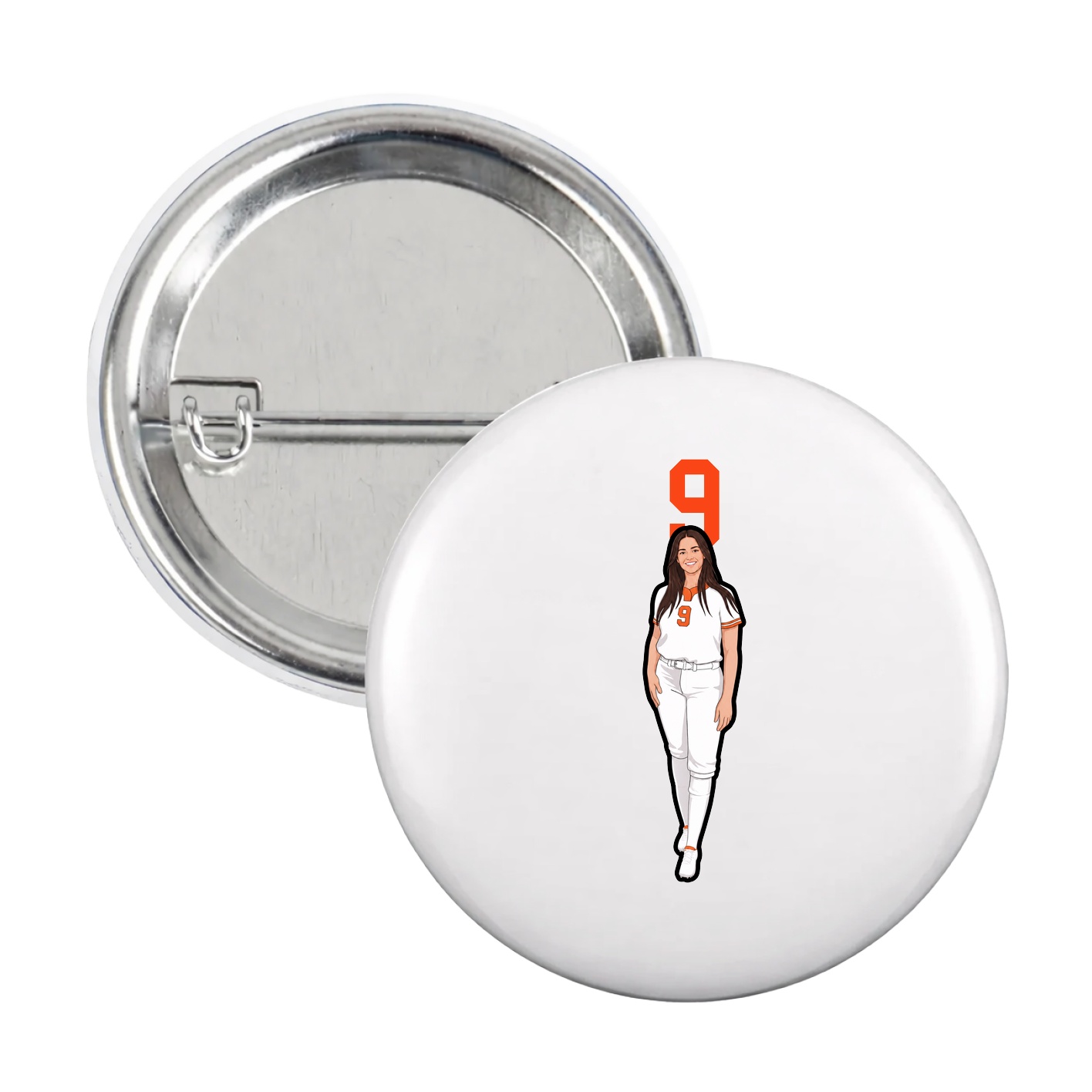 Game Day Button — Number Top in White