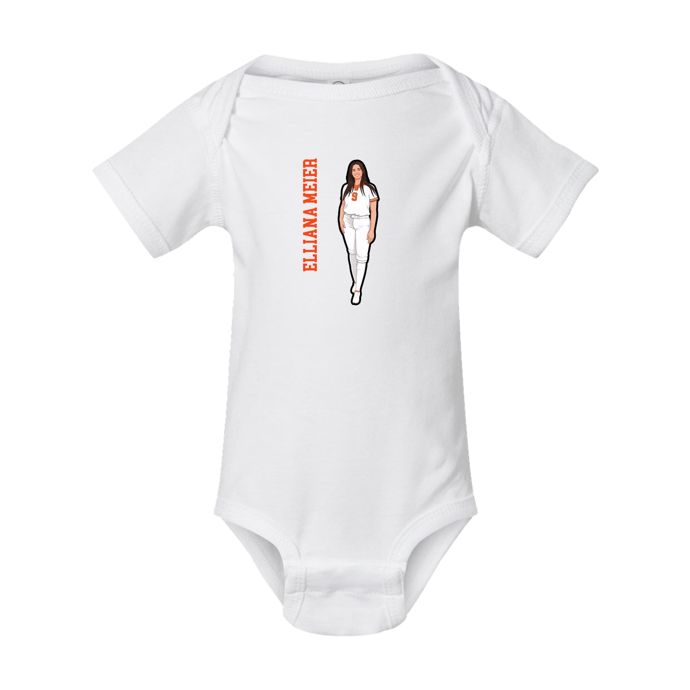 Baby Onesie — Name Vertical in White