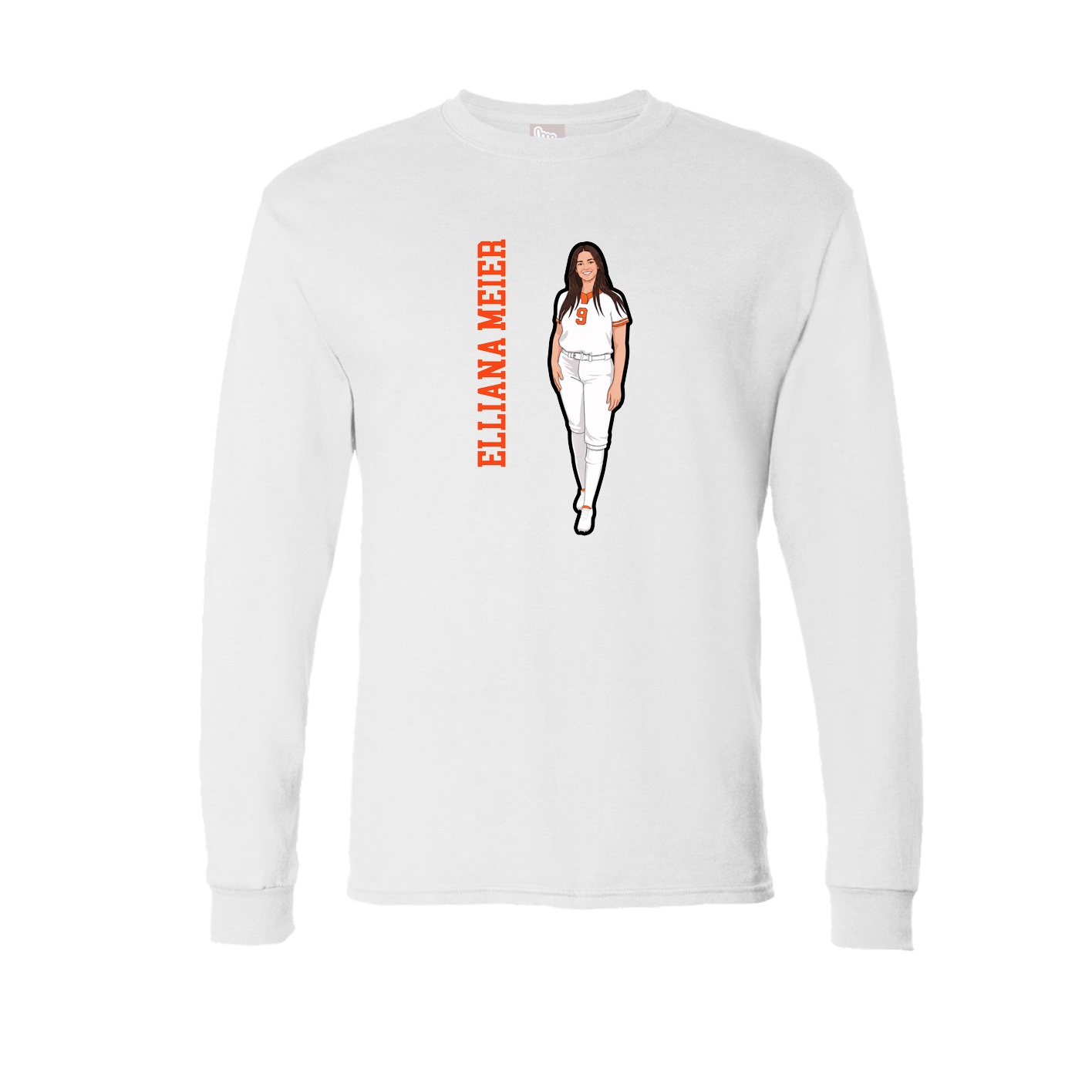 Long Sleeve Tee — Name Vertical in White