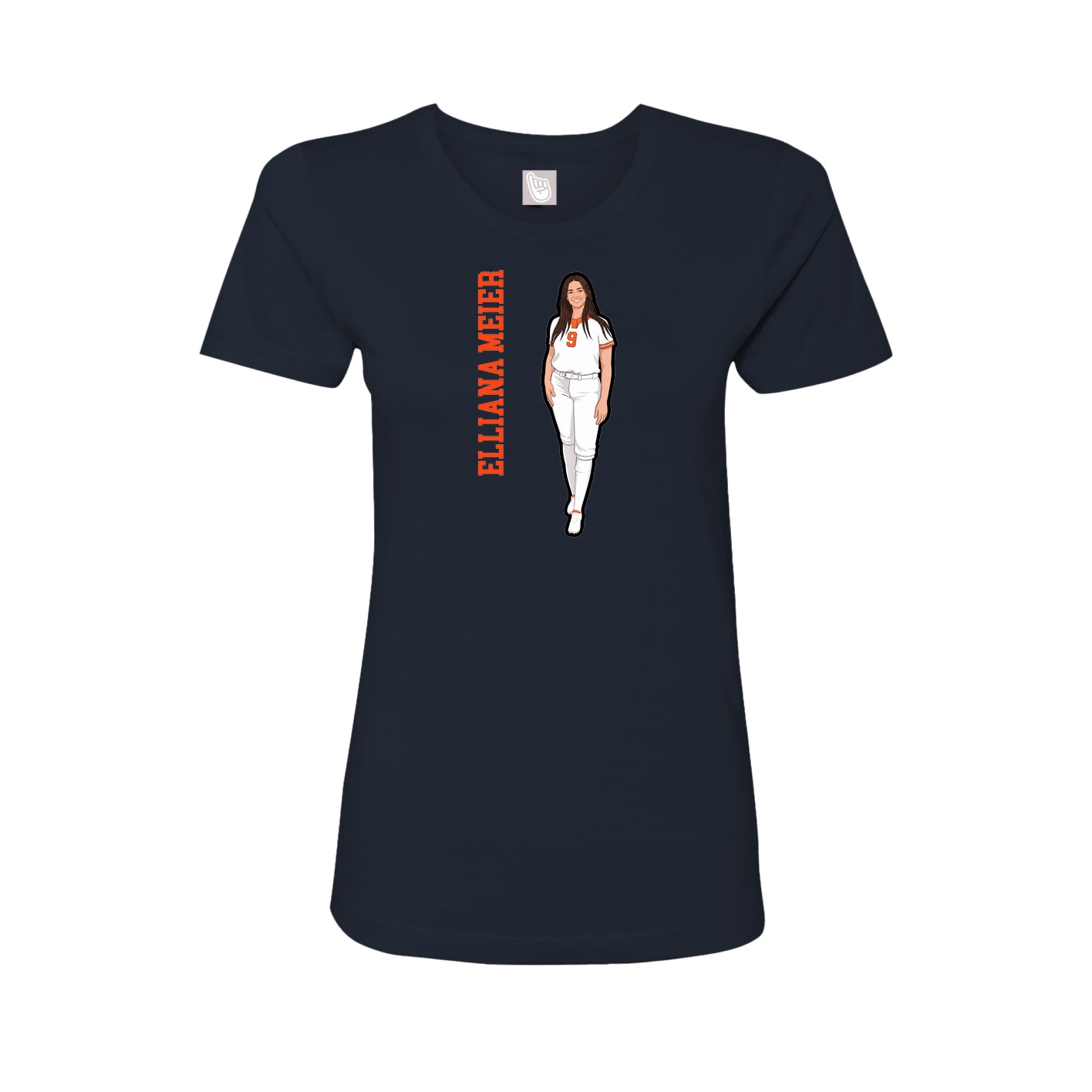 Fitted Women's Tee — Name Vertical in Navy