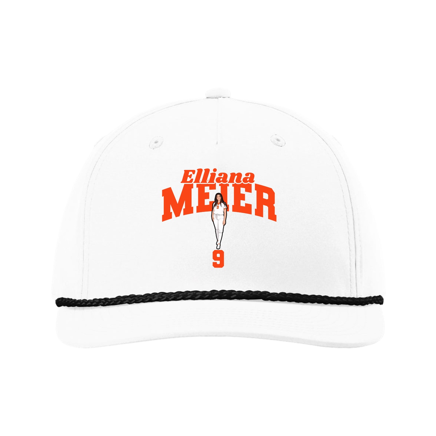 Five-Panel Classic Rope Cap — Signature Arch in White