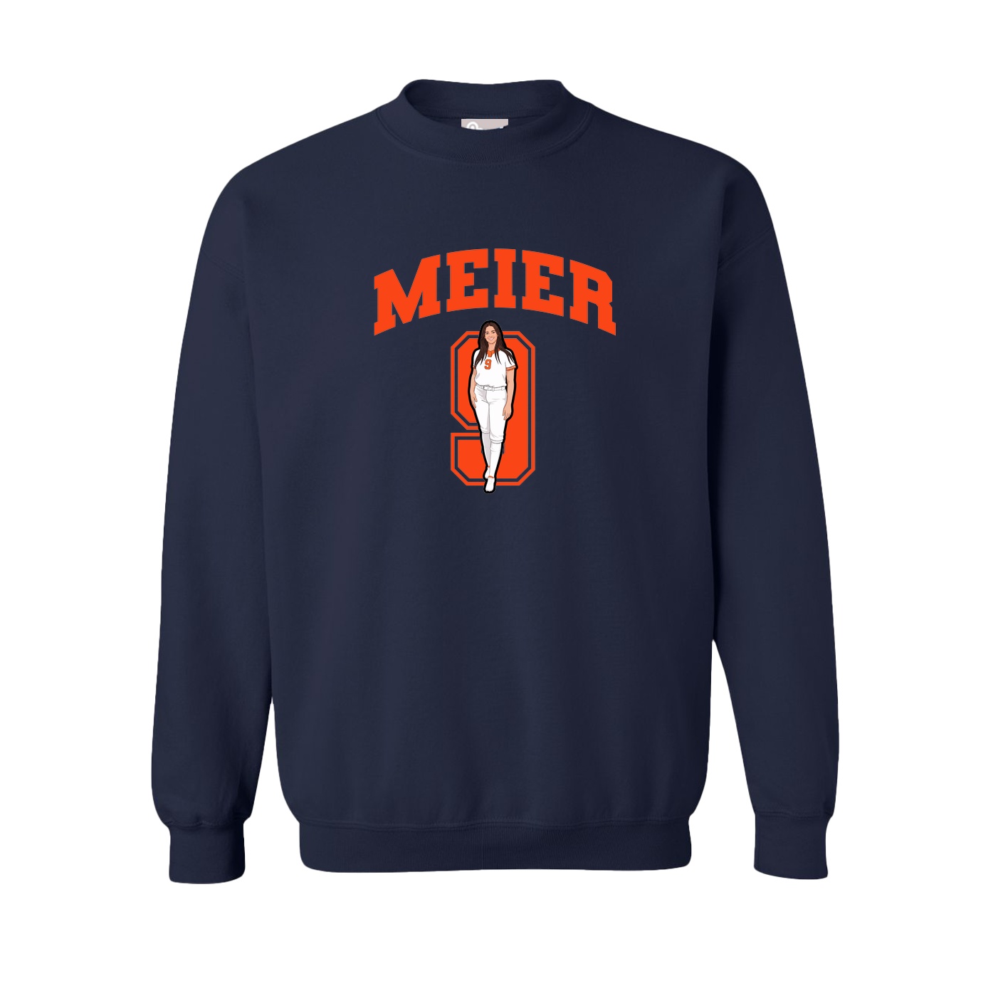Fleece Crew — Number in Navy