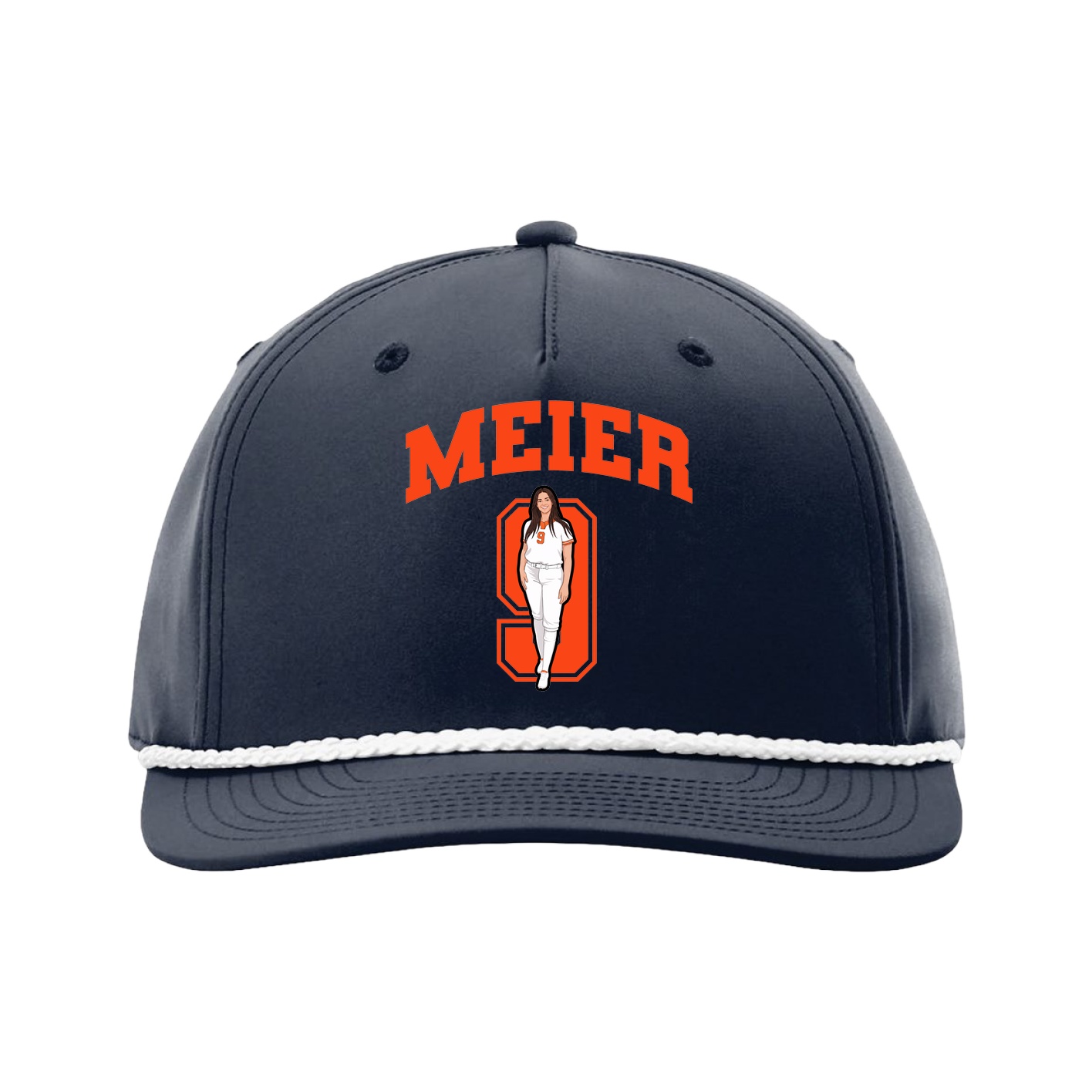 Five-Panel Classic Rope Cap — Number in Navy