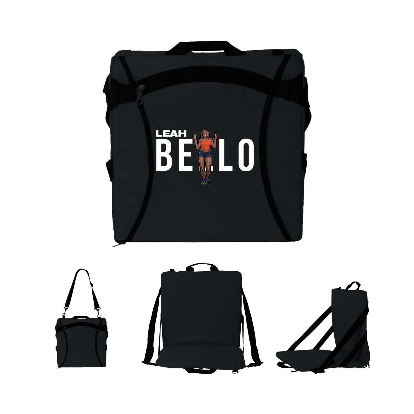 Folding Stadium Seat — Player Name in Black