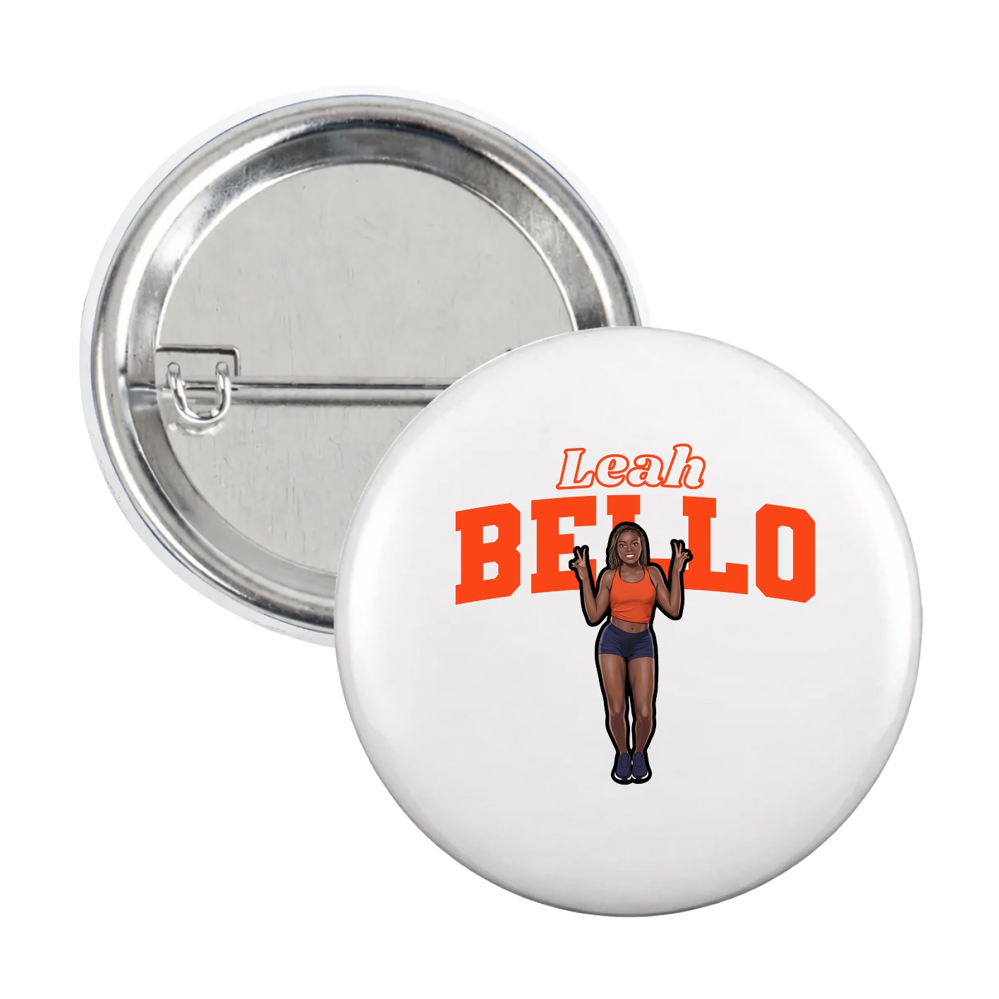 Game Day Button — Name Arch in White