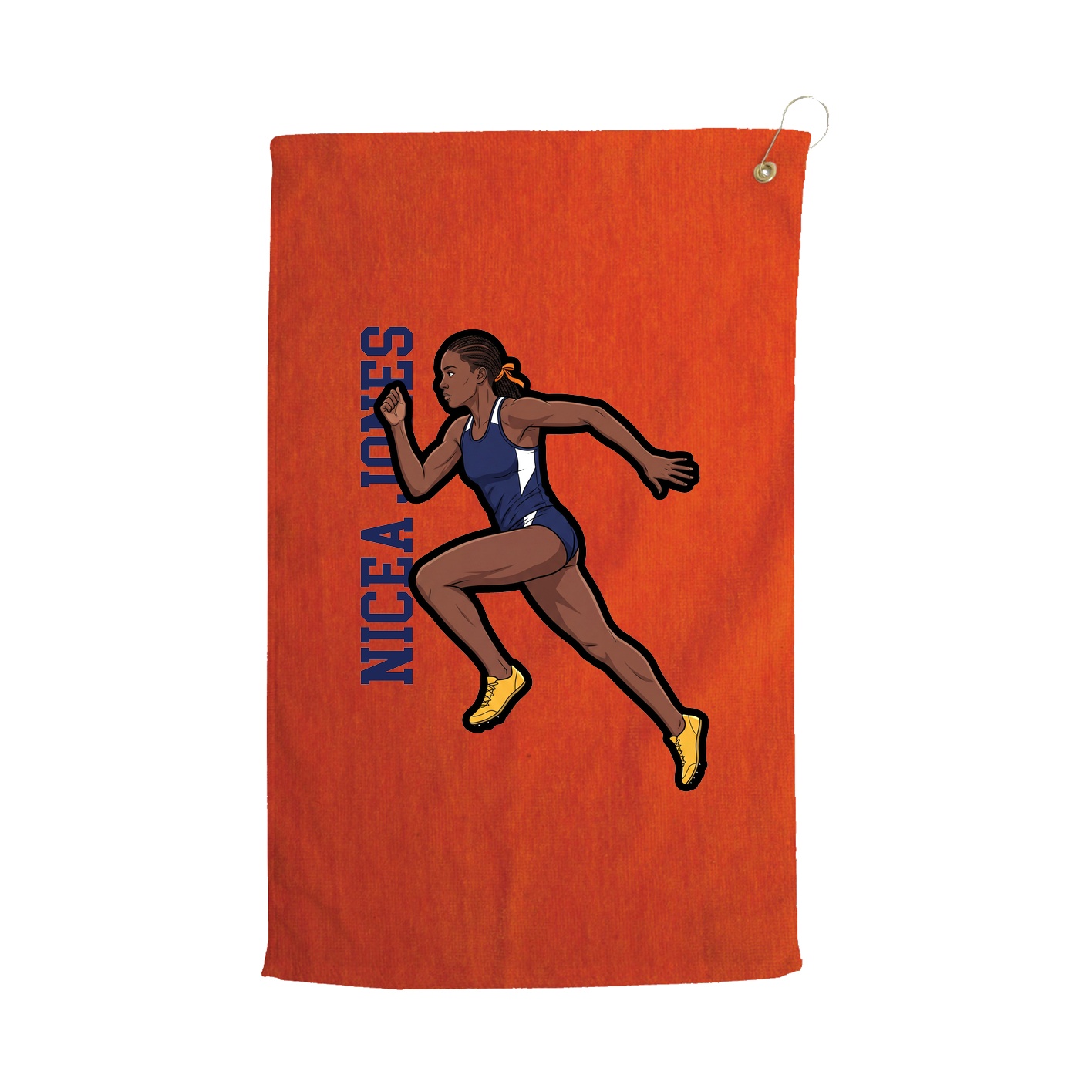Golf Towel — Name Vertical in Orange