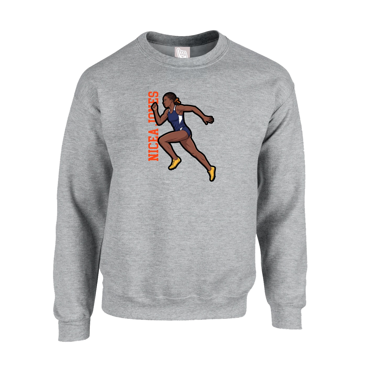 Fleece Crew — Name Vertical in Grey