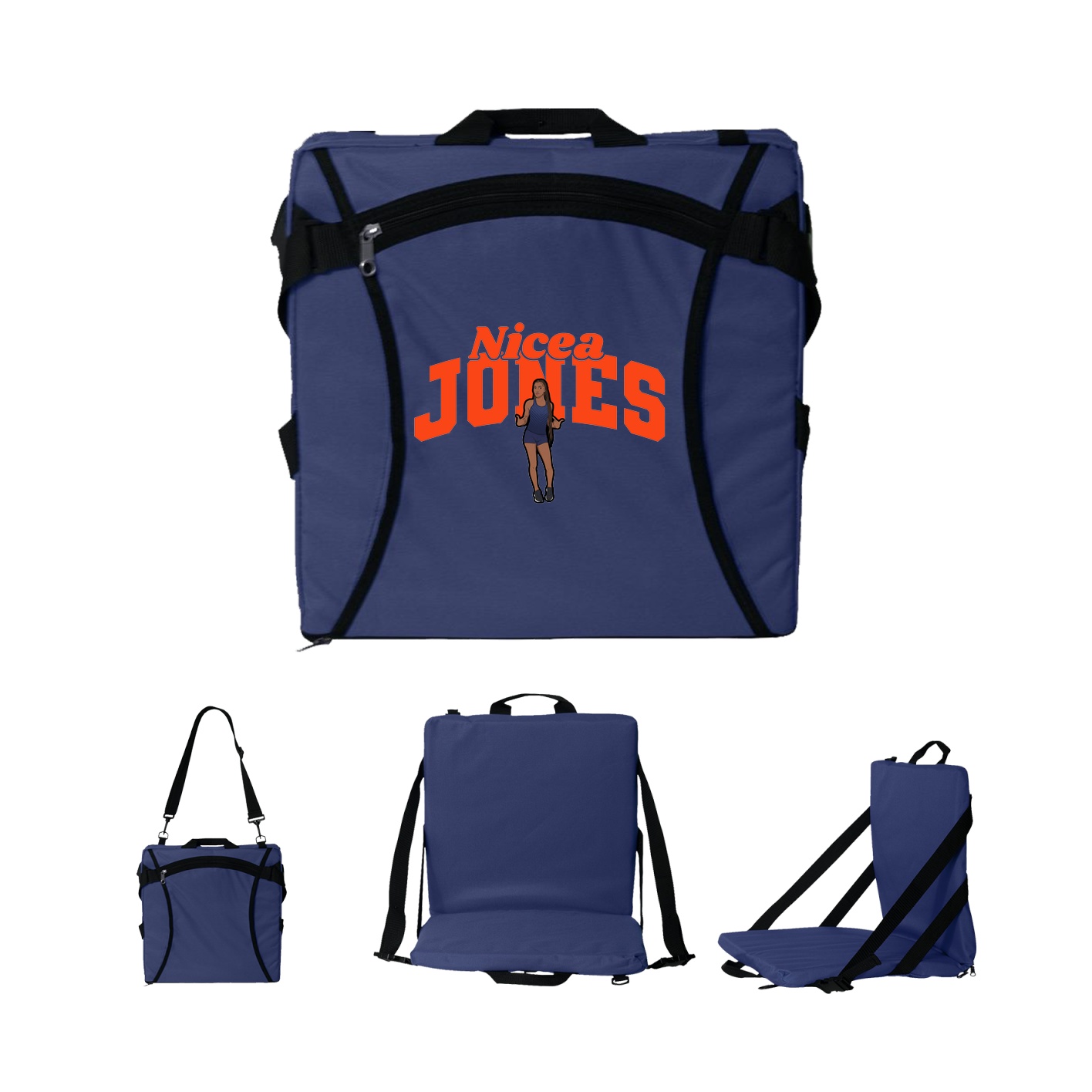 Folding Stadium Seat — Signature Arch in Navy