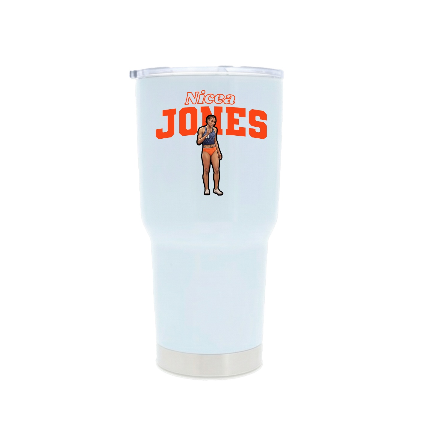30oz Stainless Steel Tumbler — Name Arch in White