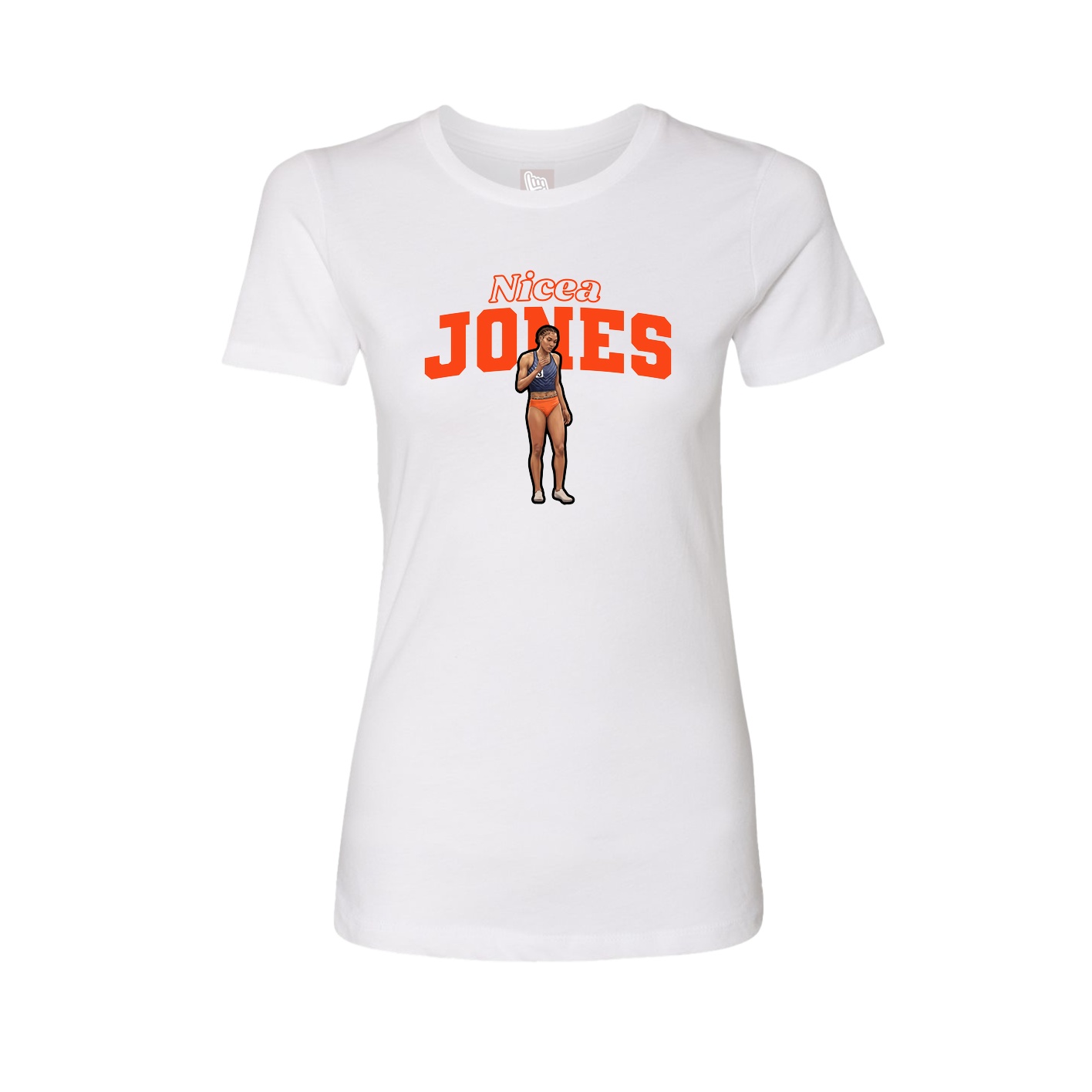 Fitted Women's Tee — Name Arch in White