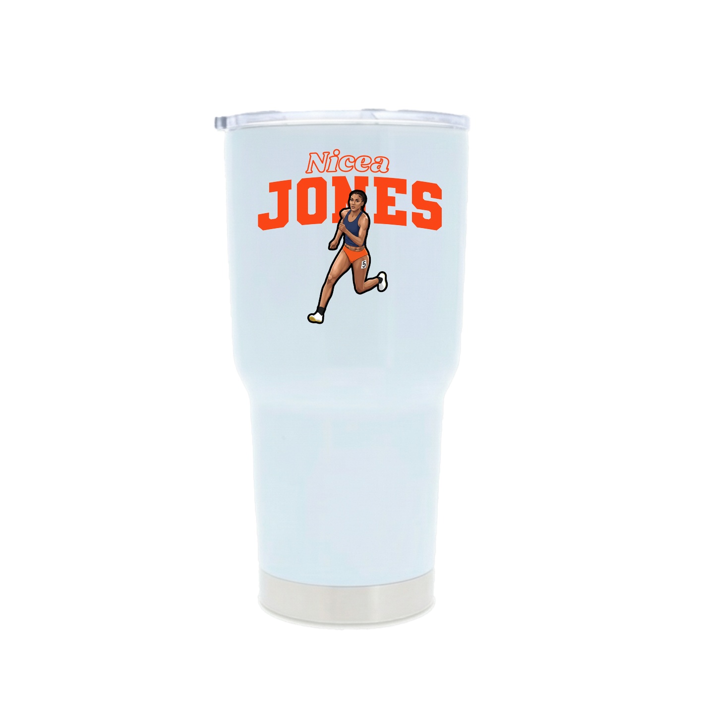 30oz Stainless Steel Tumbler — Name Arch in White