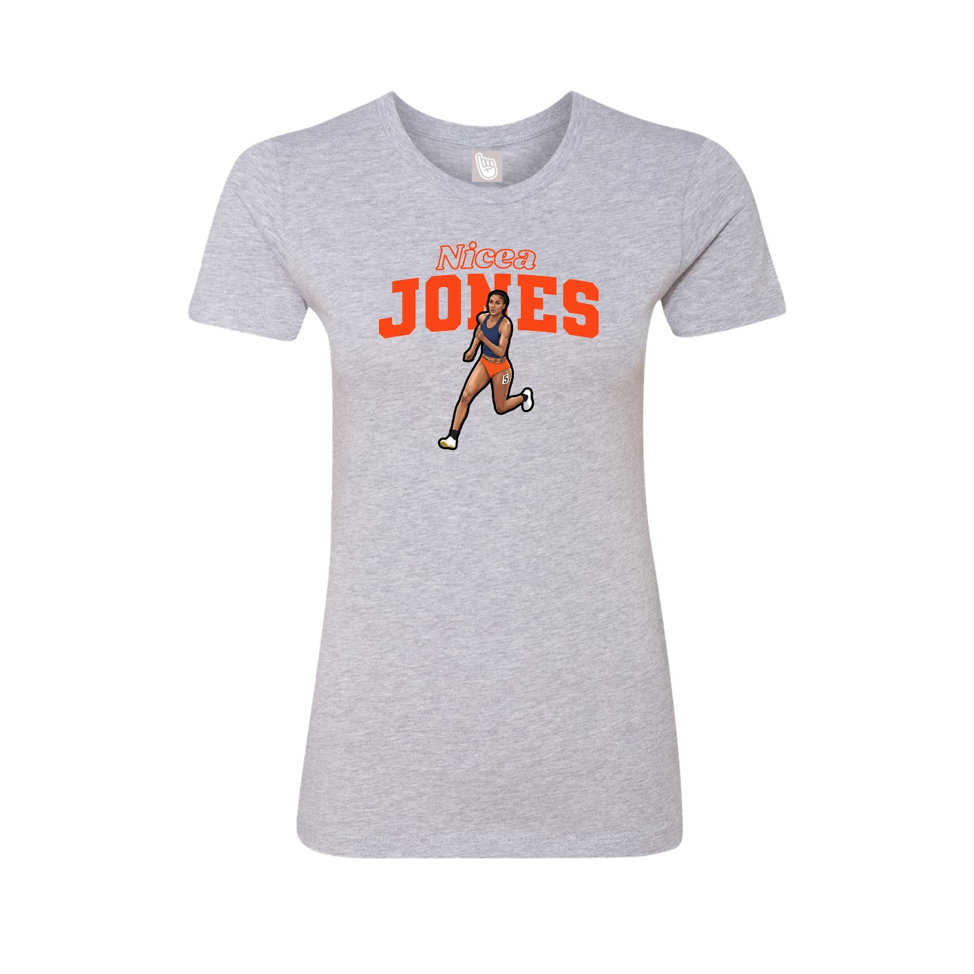 Fitted Women's Tee — Name Arch in Grey