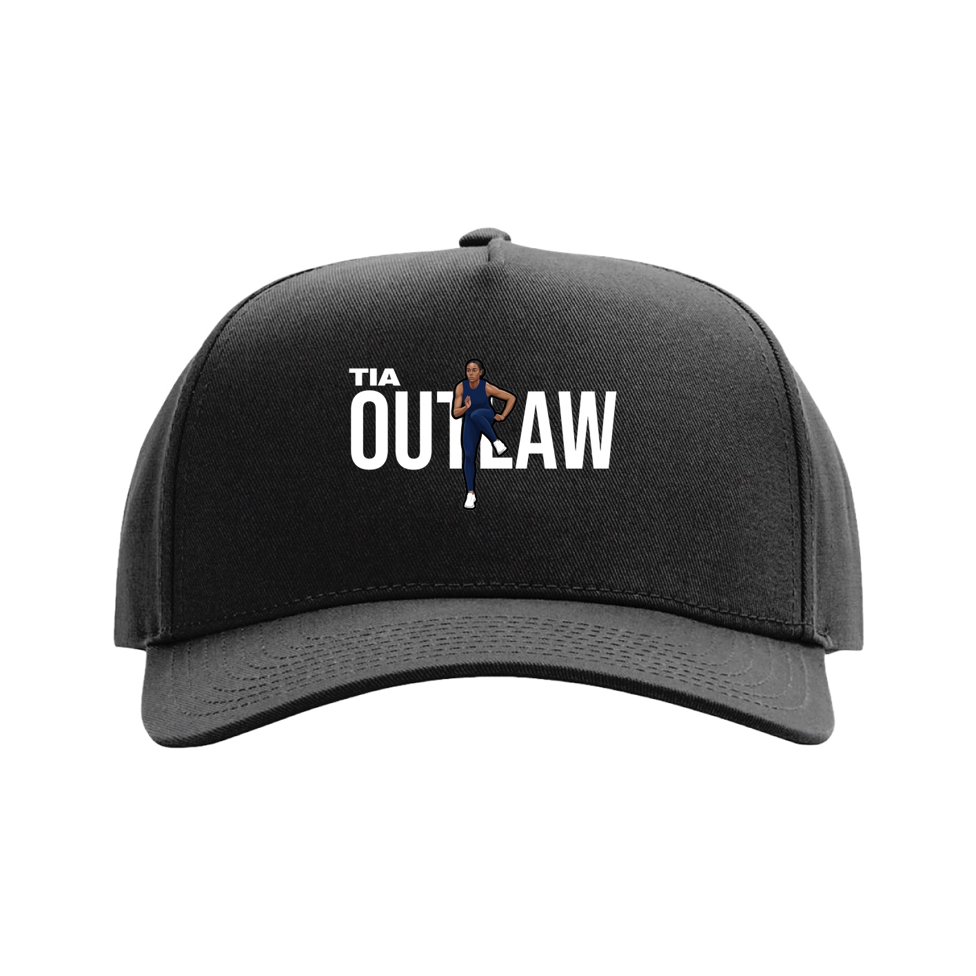 Full Fabric Five-Panel Champ Cap — Player Name in Black