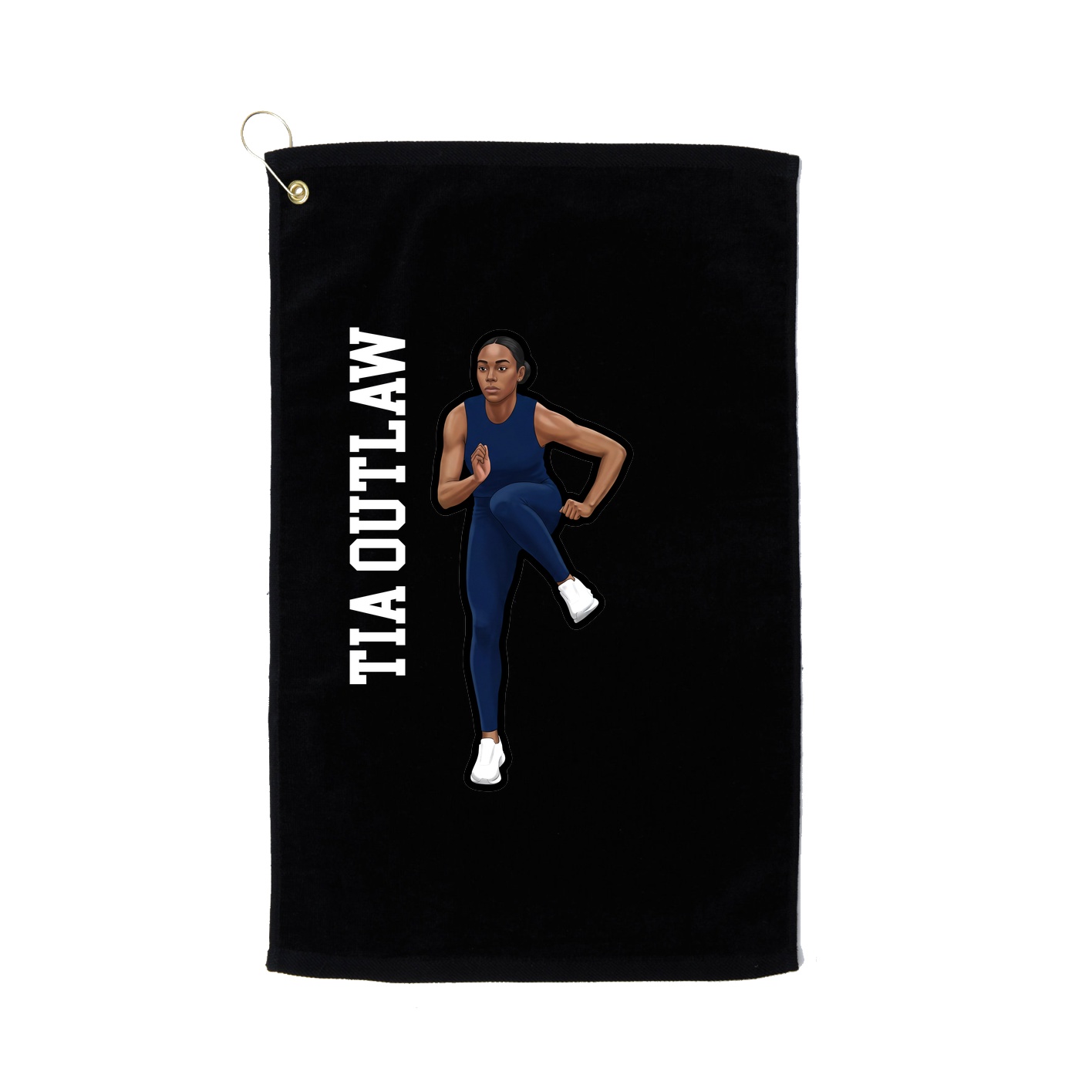 Golf Towel — Name Vertical in Black