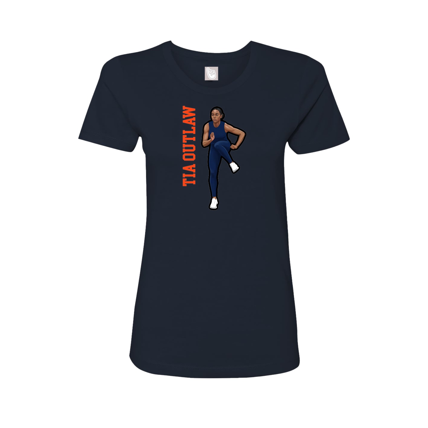Fitted Women's Tee — Name Vertical in Navy