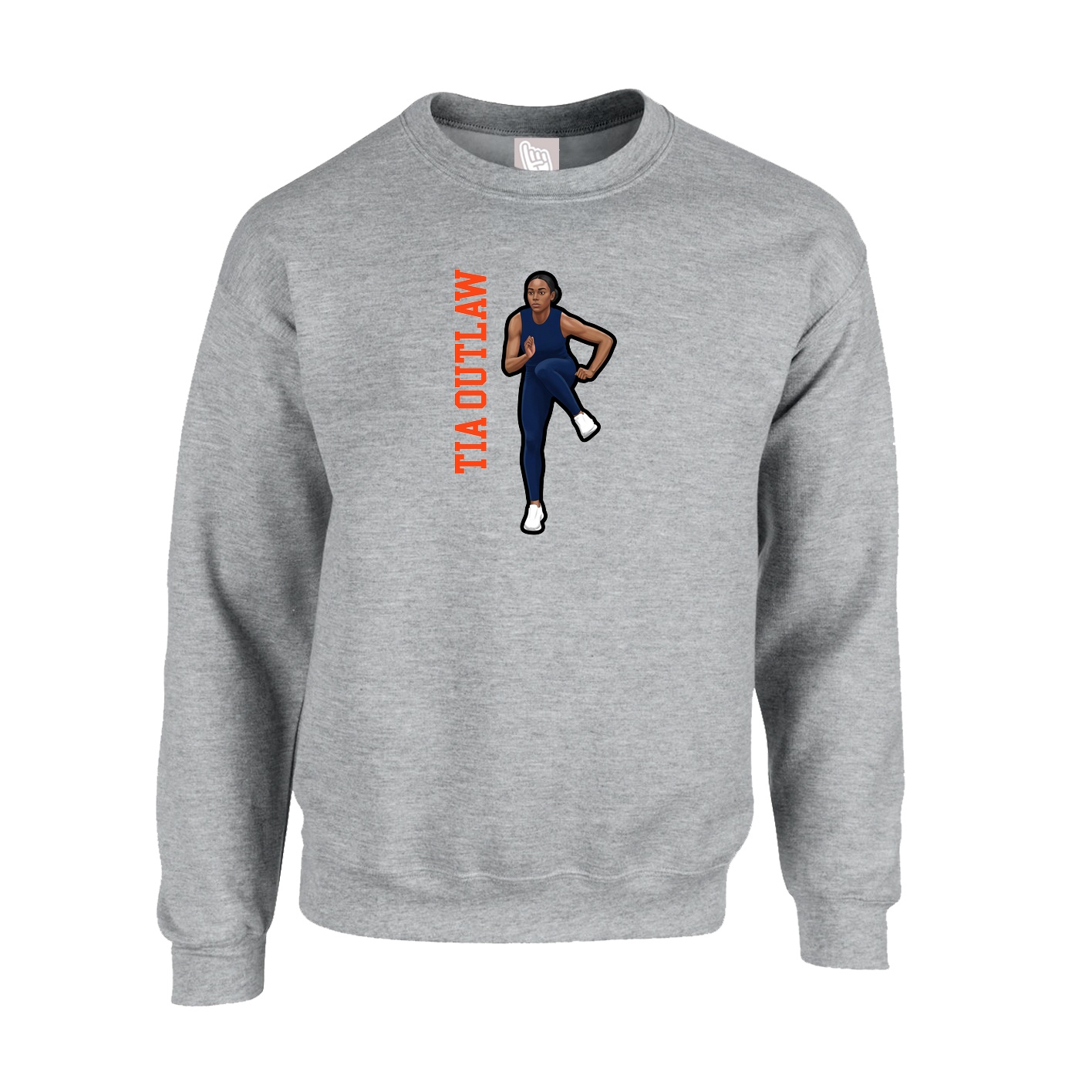 Fleece Crew — Name Vertical in Grey