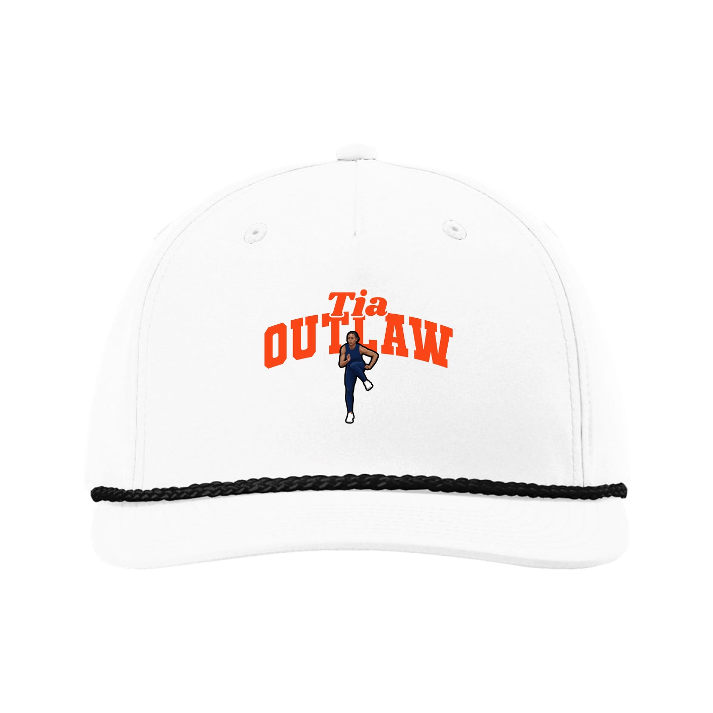 Five-Panel Classic Rope Cap — Signature Arch in White