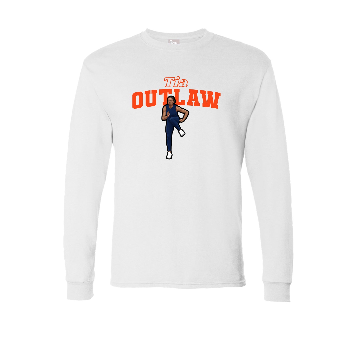 Long Sleeve Tee — Name Arch in White