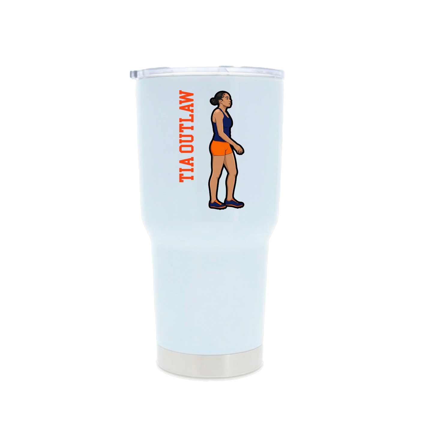 30oz Stainless Steel Tumbler — Name Vertical in White