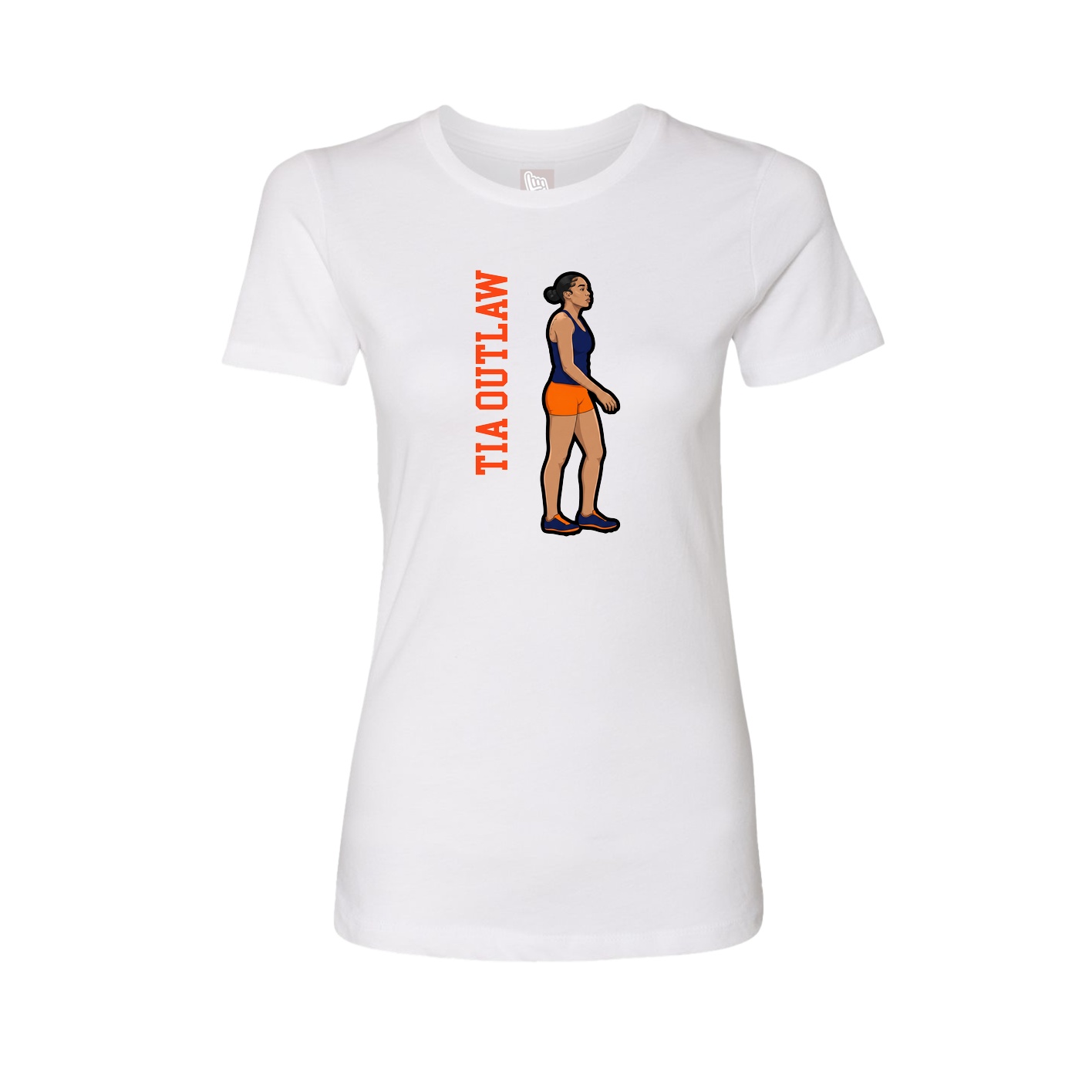 Fitted Women's Tee — Name Vertical in White