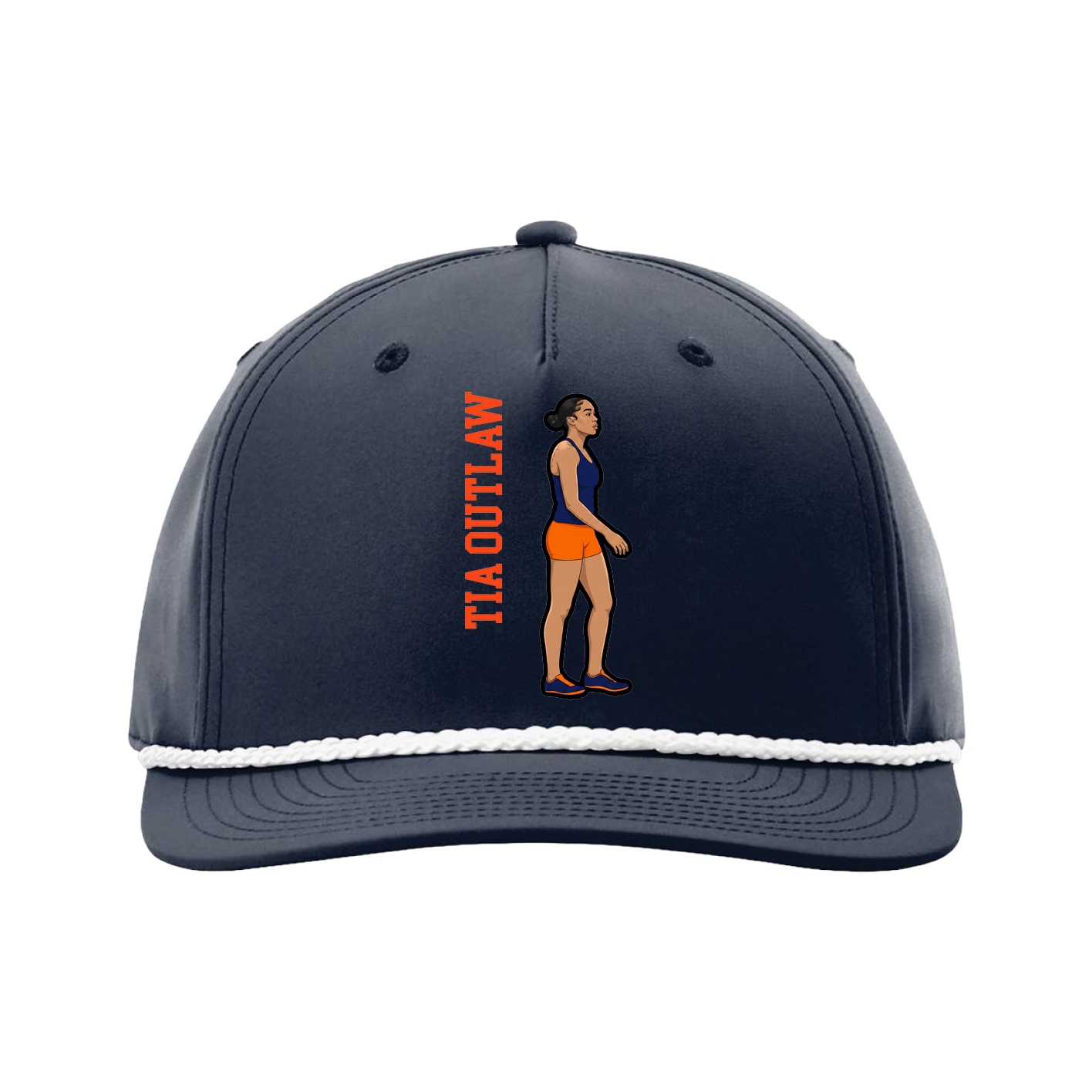 Five-Panel Classic Rope Cap — Name Vertical in Navy