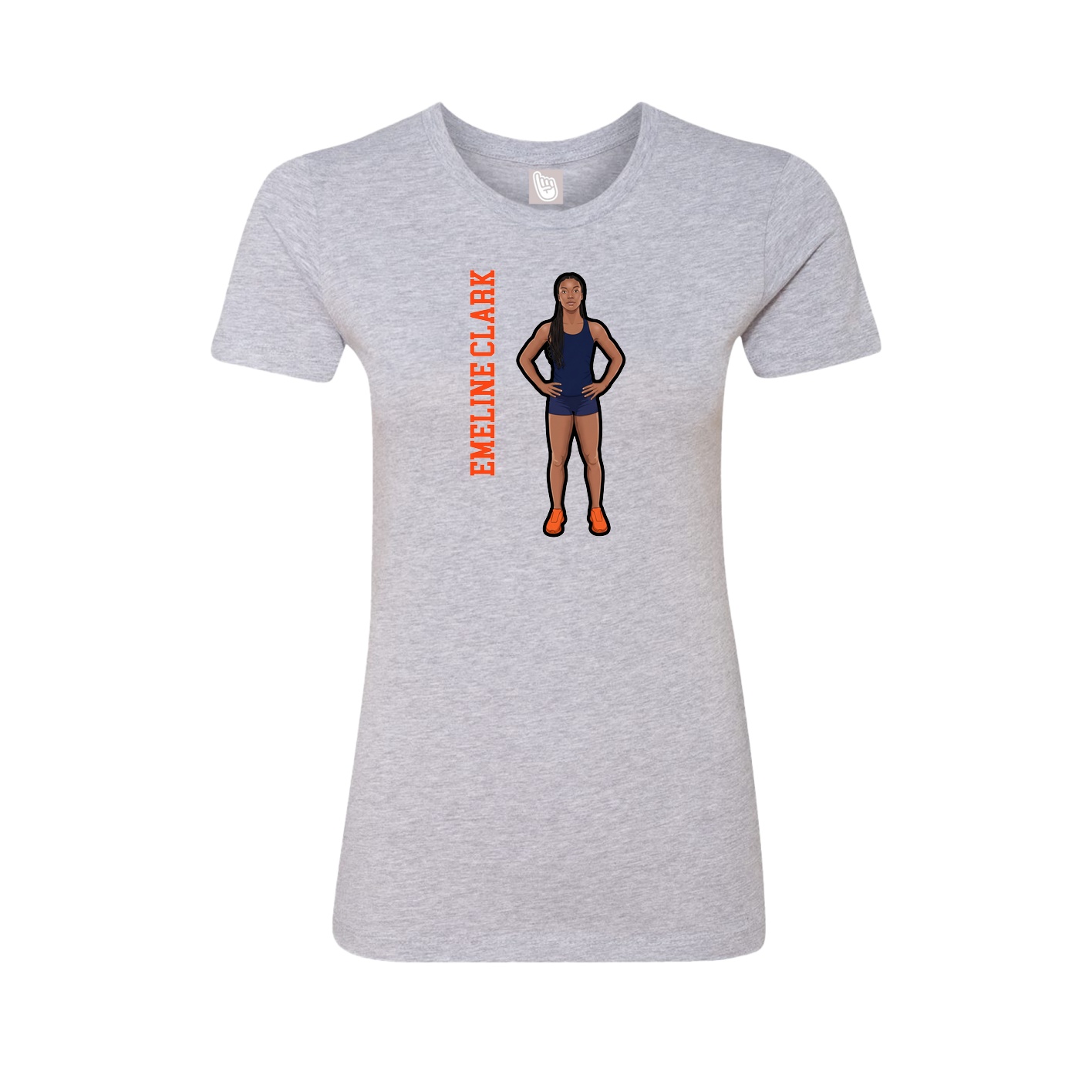 Fitted Women's Tee — Name Vertical in Grey